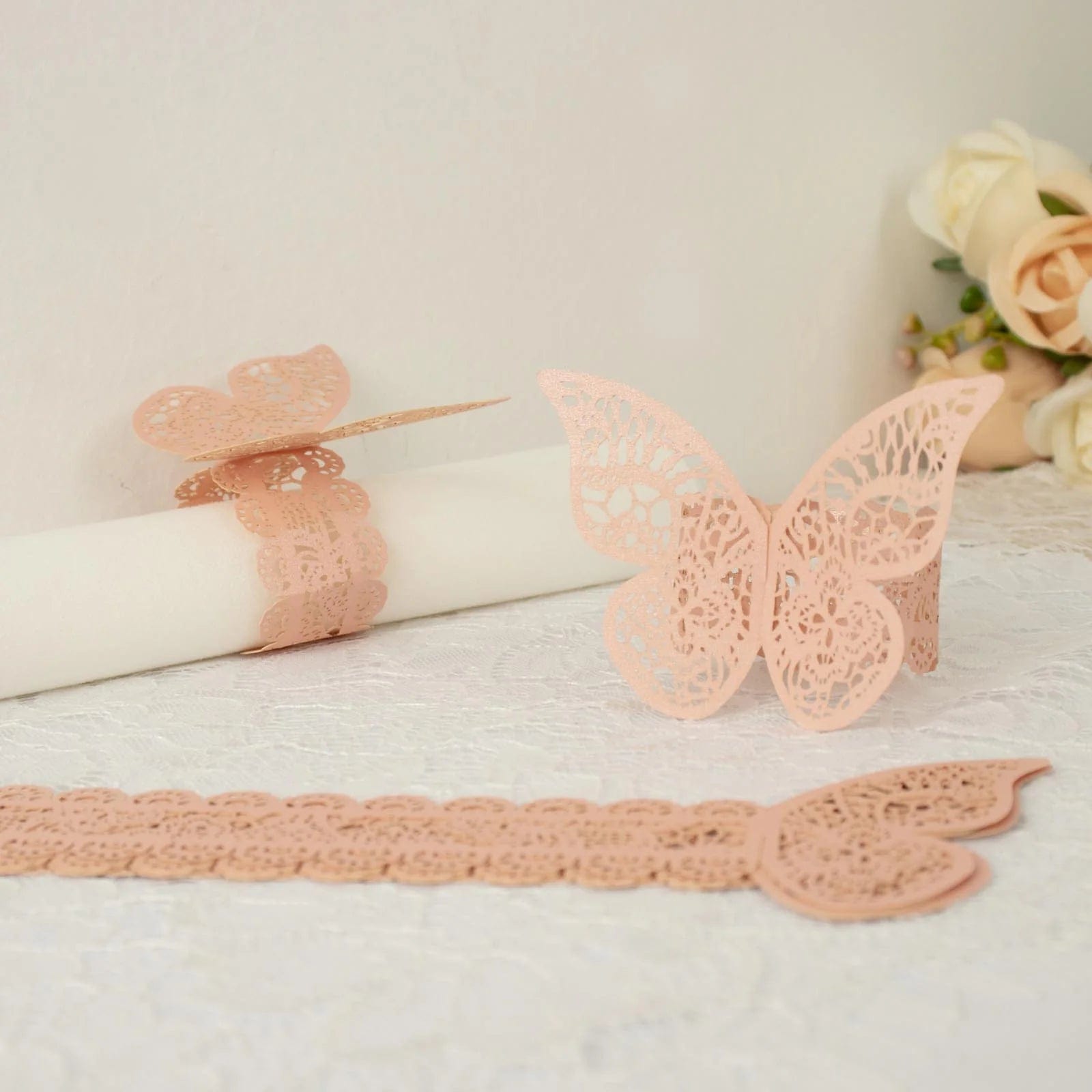 12 Pack Laser Cut 3D Butterfly Napkin Rings for Wedding, Party & Table Decor - Elegant DIY Paper Craft for Dinnerware & Home Decoration