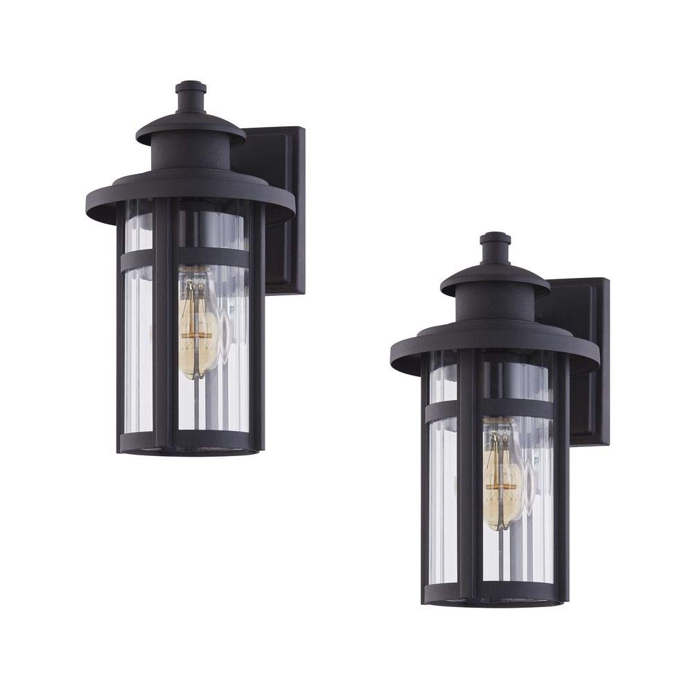 Tumalo Powder Coated Black Outdoor Wall Light Fixtures (2-Pack) - Weatherproof Exterior Sconce Lighting for Porch, Patio, Garage & Garden