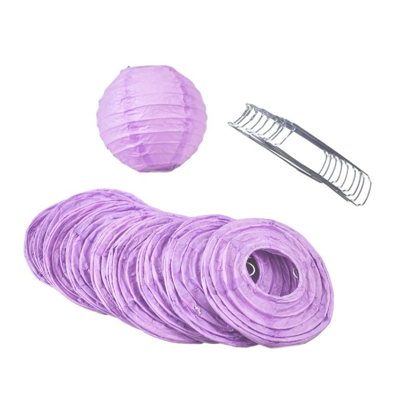 4 Pack Lavender Round Paper Lanterns with Parallel Ribbing - Hanging Decorations for Wedding, Party & Home Decoration (String Lights Sold Separately) - Perfect for Indoor/Outdoor Events, Garden & Bedroom Decor
