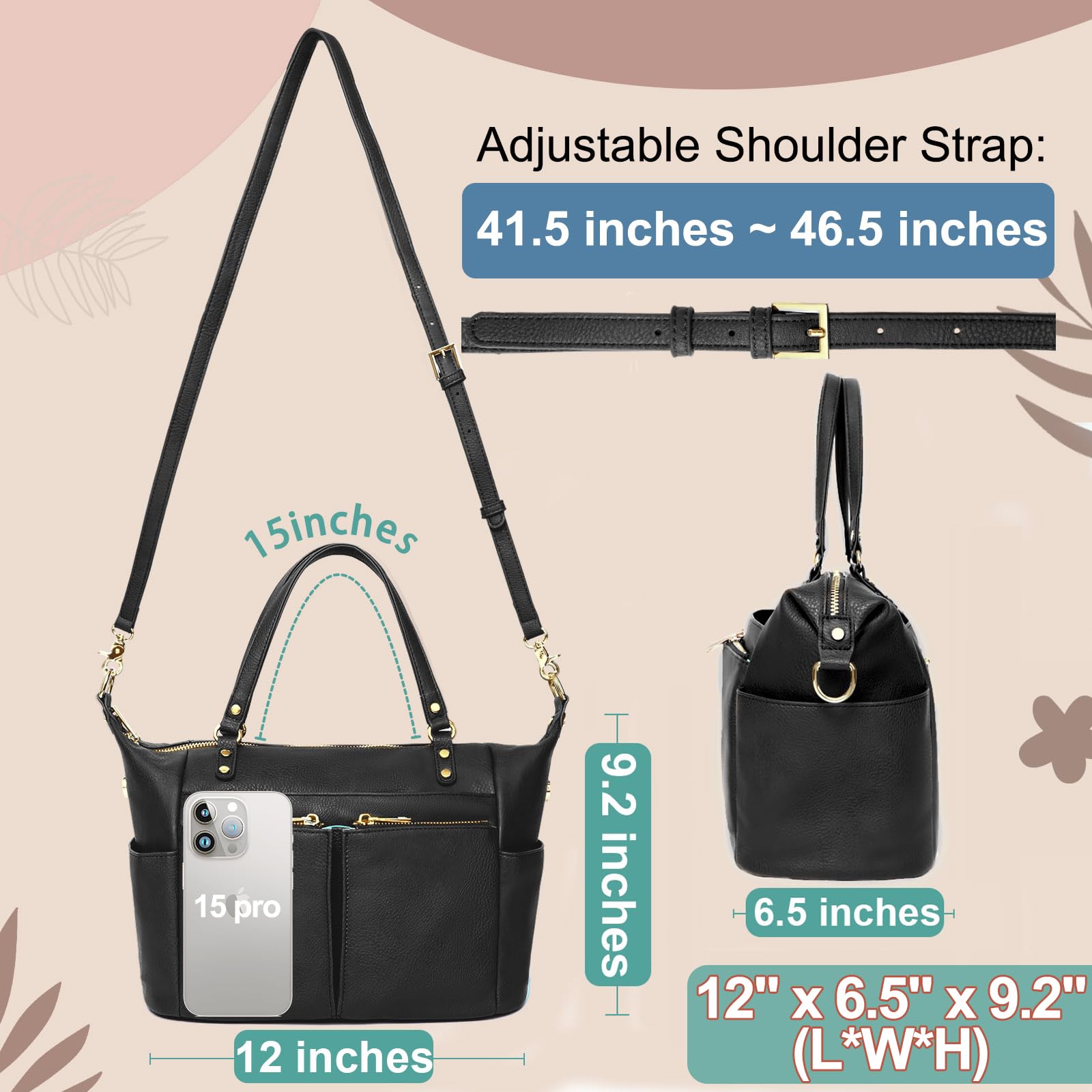MOMINSIDE Mini Leather Diaper Bag with 13 Pockets - Compact Crossbody Baby Bag for Travel, Nursing & On-the-Go Moms | Perfect for Daycare, Shopping & Family Outings
