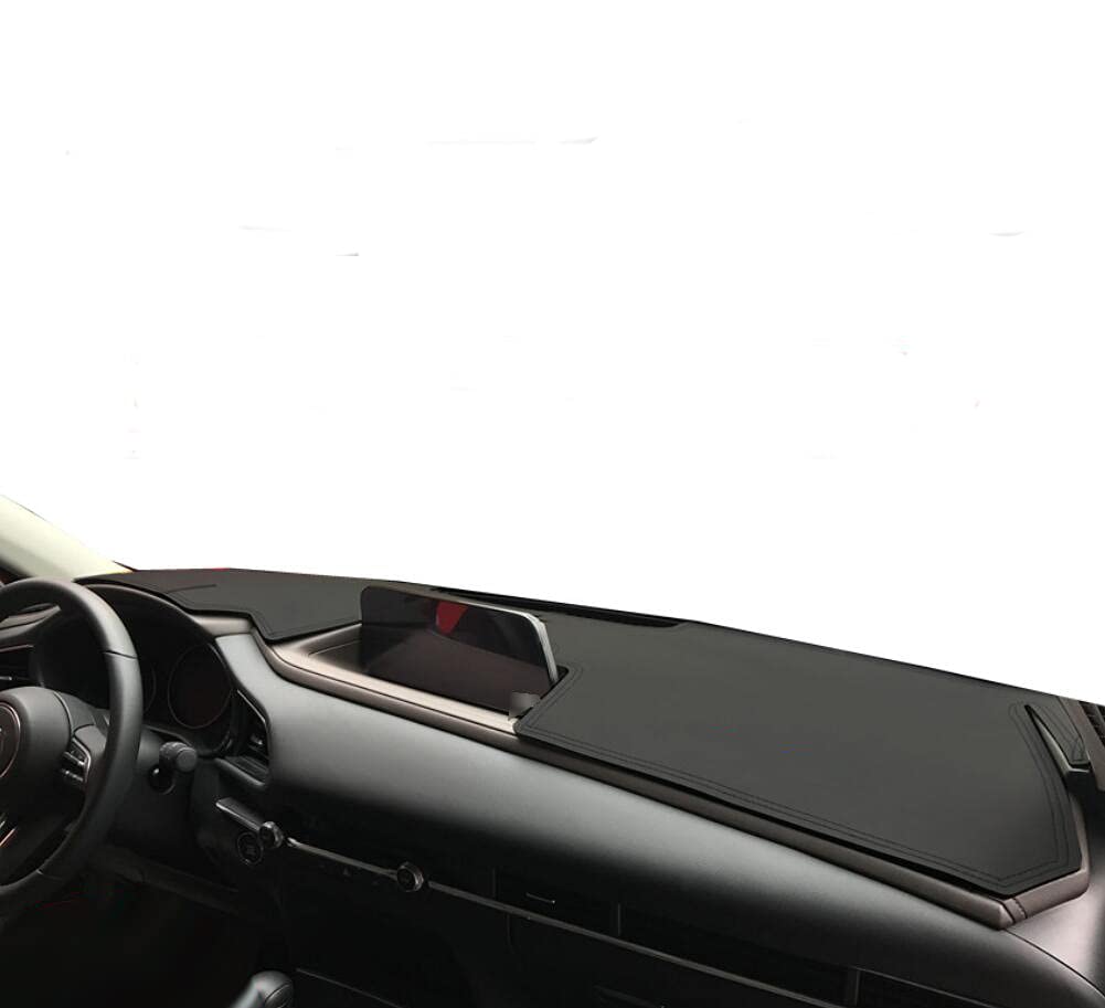 Premium Black Leather Car Dashboard Cover for Mazda CX-30 (2020-2023) - Non-Slip Dash Mat Protector with Storage Tray | Perfect for Road Trips, Daily Commuting & Organizing Essentials