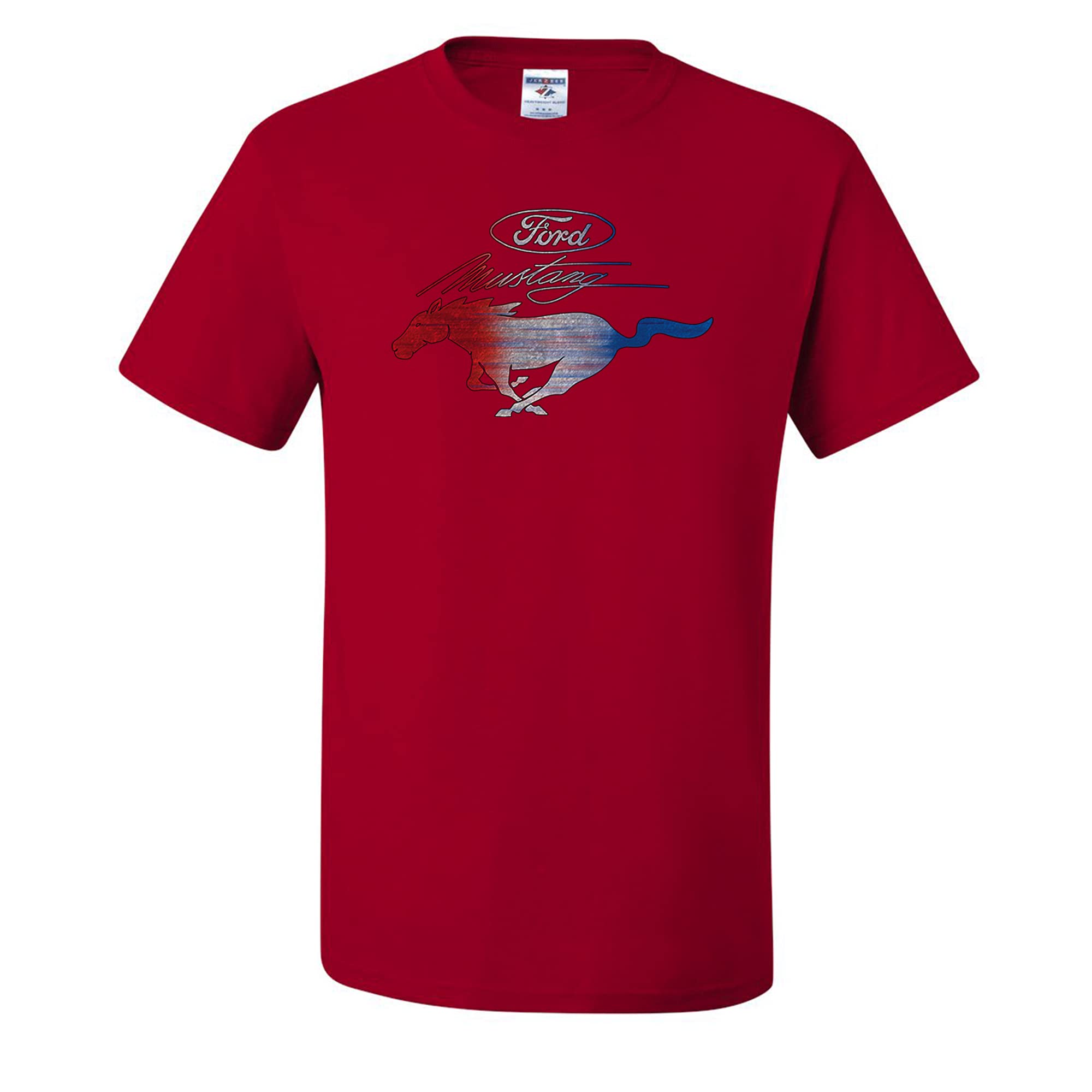 Official Ford Mustang Pony American Flag Licensed Men's T-Shirt - Patriotic US Flag Graphic Tee for Car Enthusiasts & Independence Day Celebrations
