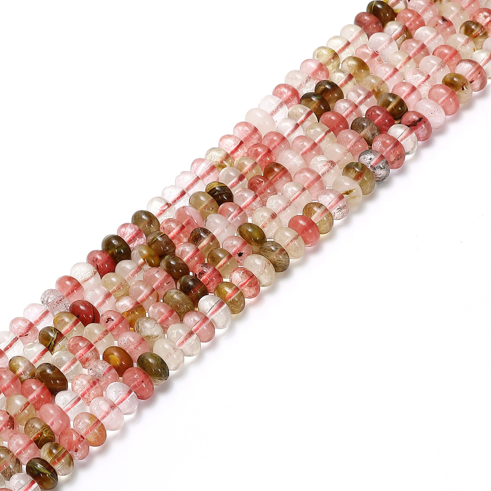 Natural Cherry Fire Quartz Smooth Rondelle Beads 5x8mm - 15.5 Inch Strand for Jewelry Making, DIY Bracelets & Necklaces - Healing Crystal Beads for Meditation & Energy Work