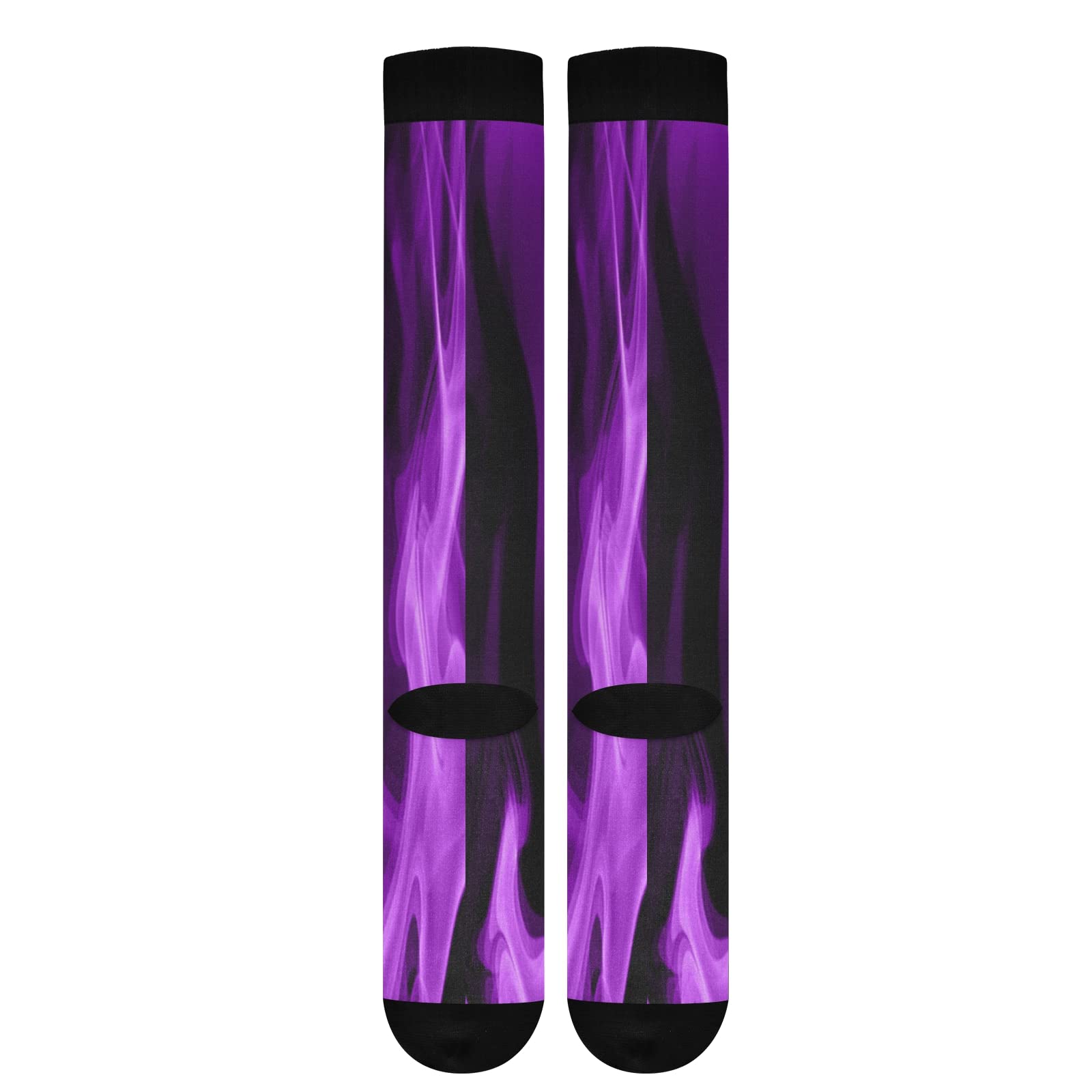 Purple Flames & Smoke Compression Socks for Women & Men - Knee High Calf Support Socks (1 Pair) - Perfect for Running, Travel & Varicose Vein Relief