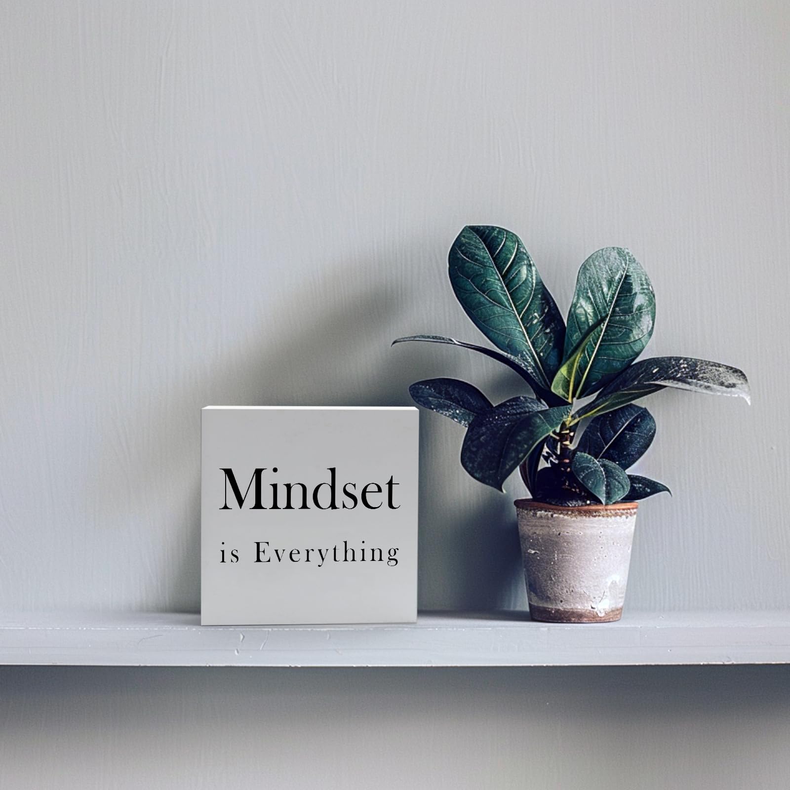 Motivational Wooden Office Desk Decor - 5x5 Inch Inspirational Quotes Signs for Work, Cubicle & Home Office - Perfect for Boosting Productivity & Mindset