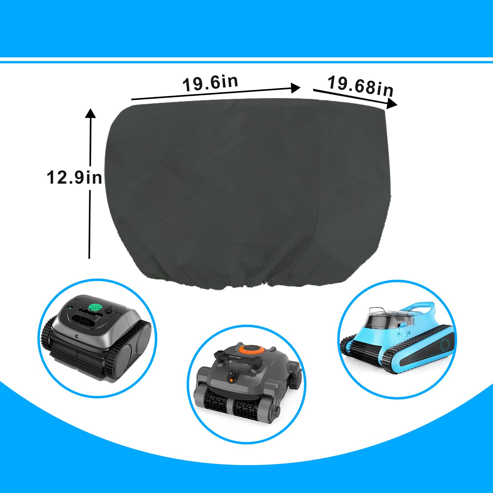 Keyrank Waterproof & UV Resistant Protective Cover for Cordless Robotic Pool Cleaners - Compatible with Above Ground & Inground Automatic Pool Vacuums | Outdoor Machine Protection for All Seasons
