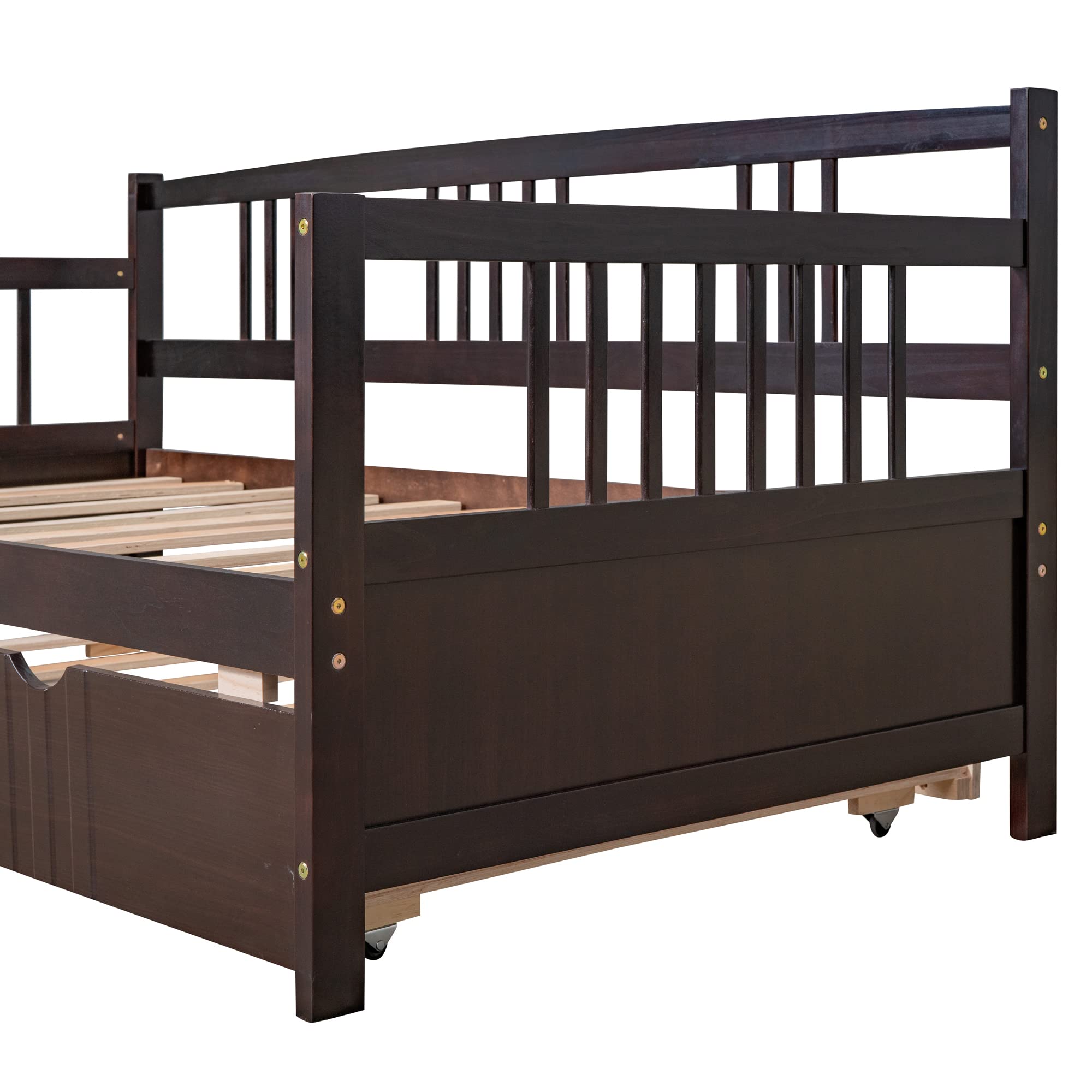 Bellemave Twin Size Daybed with Trundle - Wooden Daybed Frame for Kids & Adults, Multifunctional Platform Bed in Espresso - Perfect for Guest Rooms, Kids' Bedrooms & Small Spaces