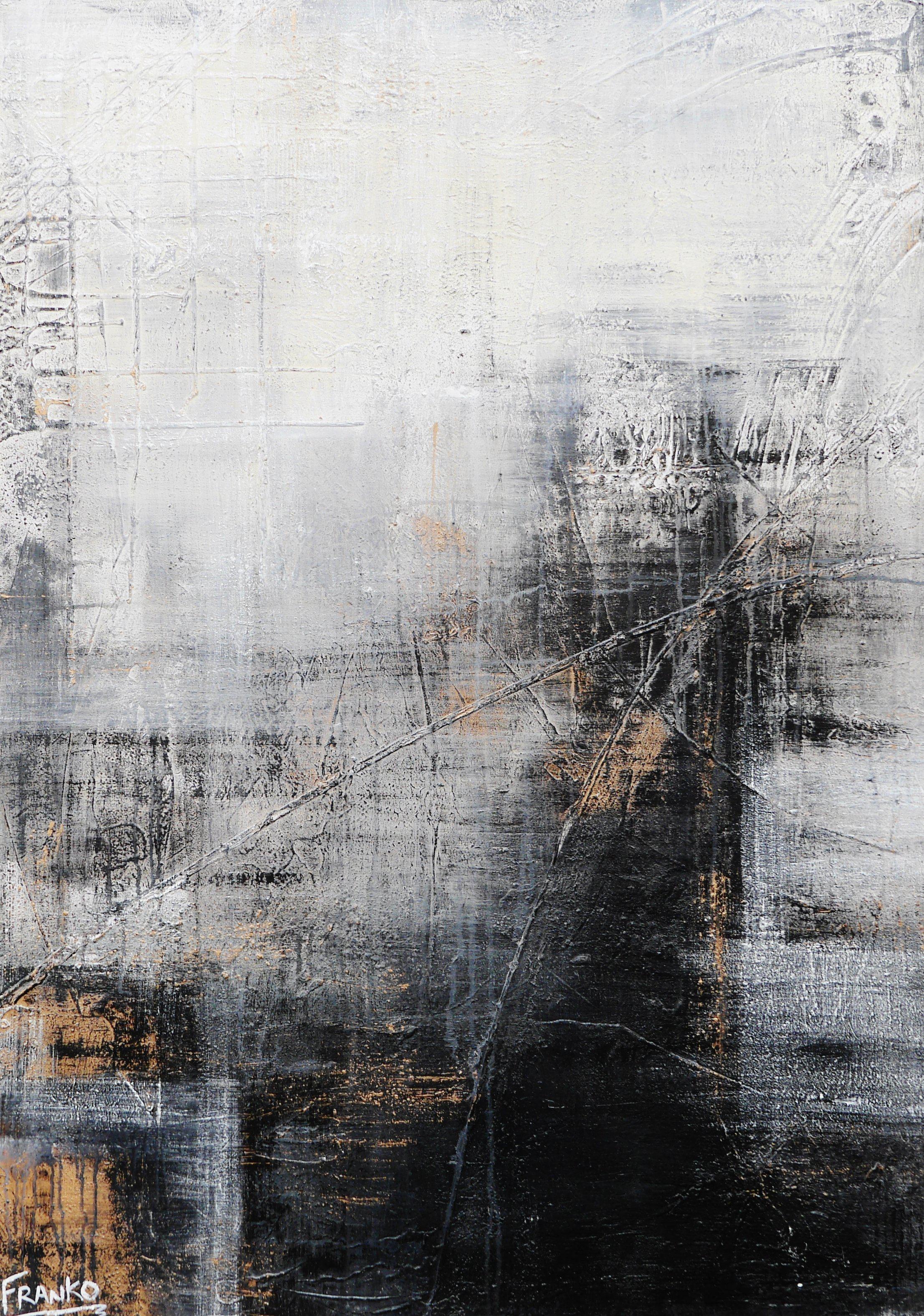 Bronze Age 140cm x 100cm Grey Black Abstract Canvas Art - Modern Wall Decor for Living Room, Bedroom & Office
