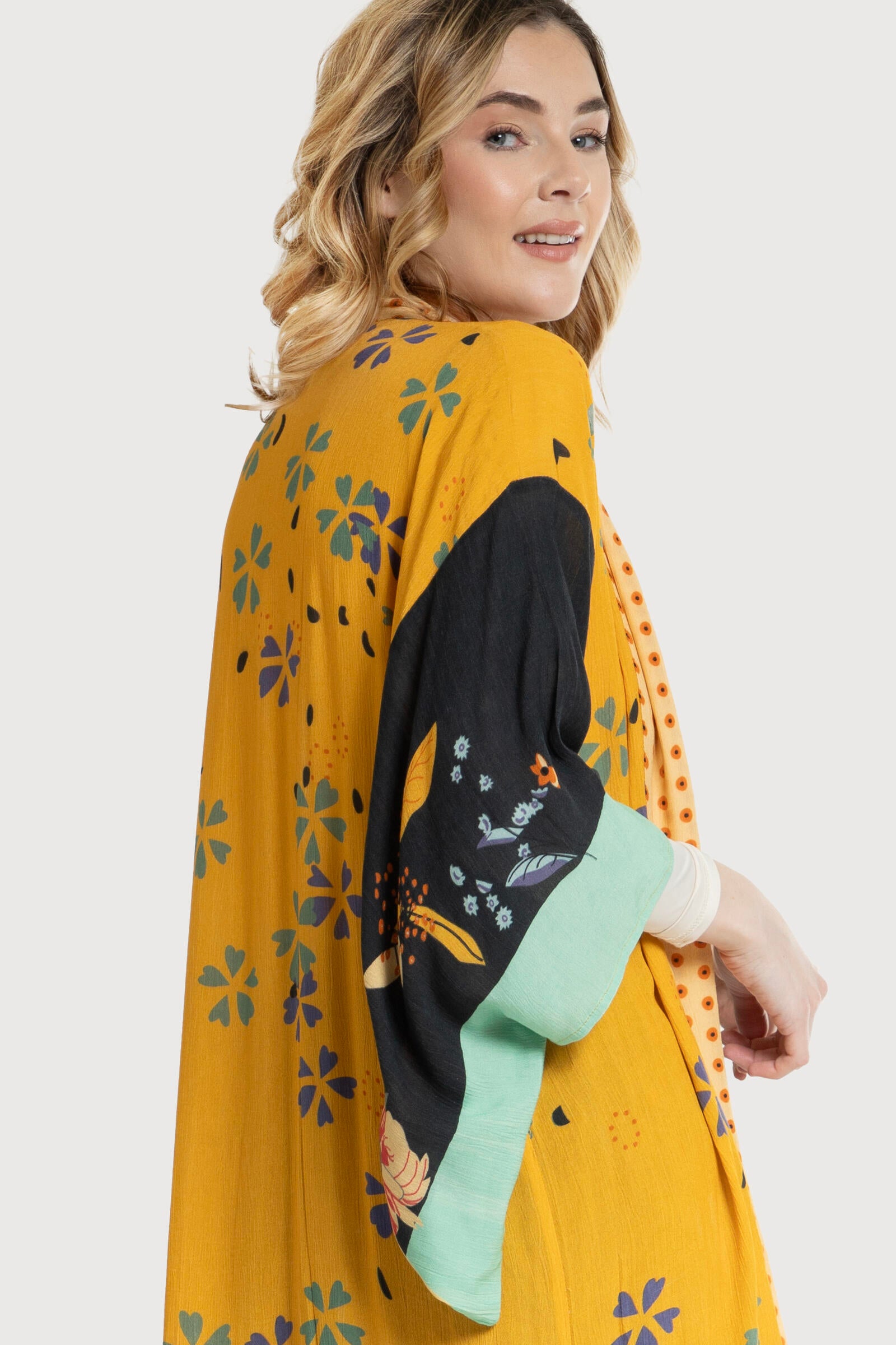 Floral Polka Dot Kimono Robe - Lightweight Summer Cover Up for Women - Perfect for Beach, Pool, or Lounge Wear