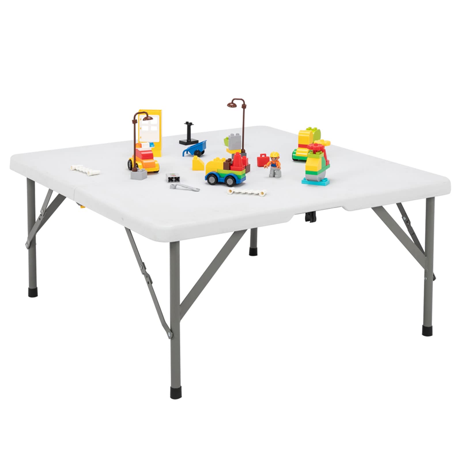 WiCCI 34 Inch Foldable Square Plastic Table - Lightweight Blow Molded Banquet & Dining Table for Commercial Use, Outdoor Events, Home Kitchen & Office (Table Only)