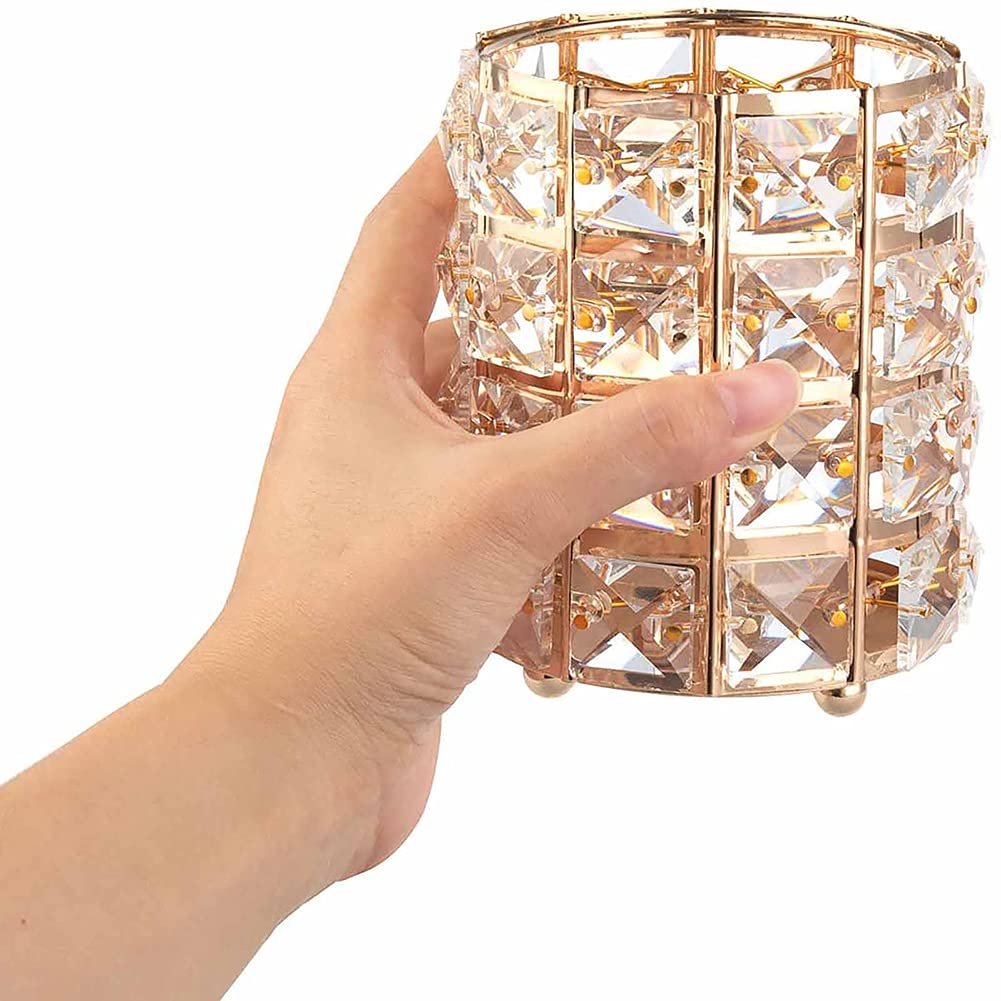 AKOAK 1 Pack Crystal Makeup Brush Holder - Gold Cosmetic Organizer for Eyebrow Pencils, Lipsticks & Makeup Tools | Perfect for Dressing Table, Bedroom, Office & Travel Storage
