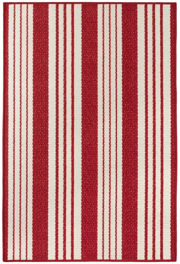 Abby Ticking Red Machine Washable Rug - Soft & Durable Indoor/Outdoor Area Rug for Living Room, Bedroom, Patio - Easy Clean Home Decor