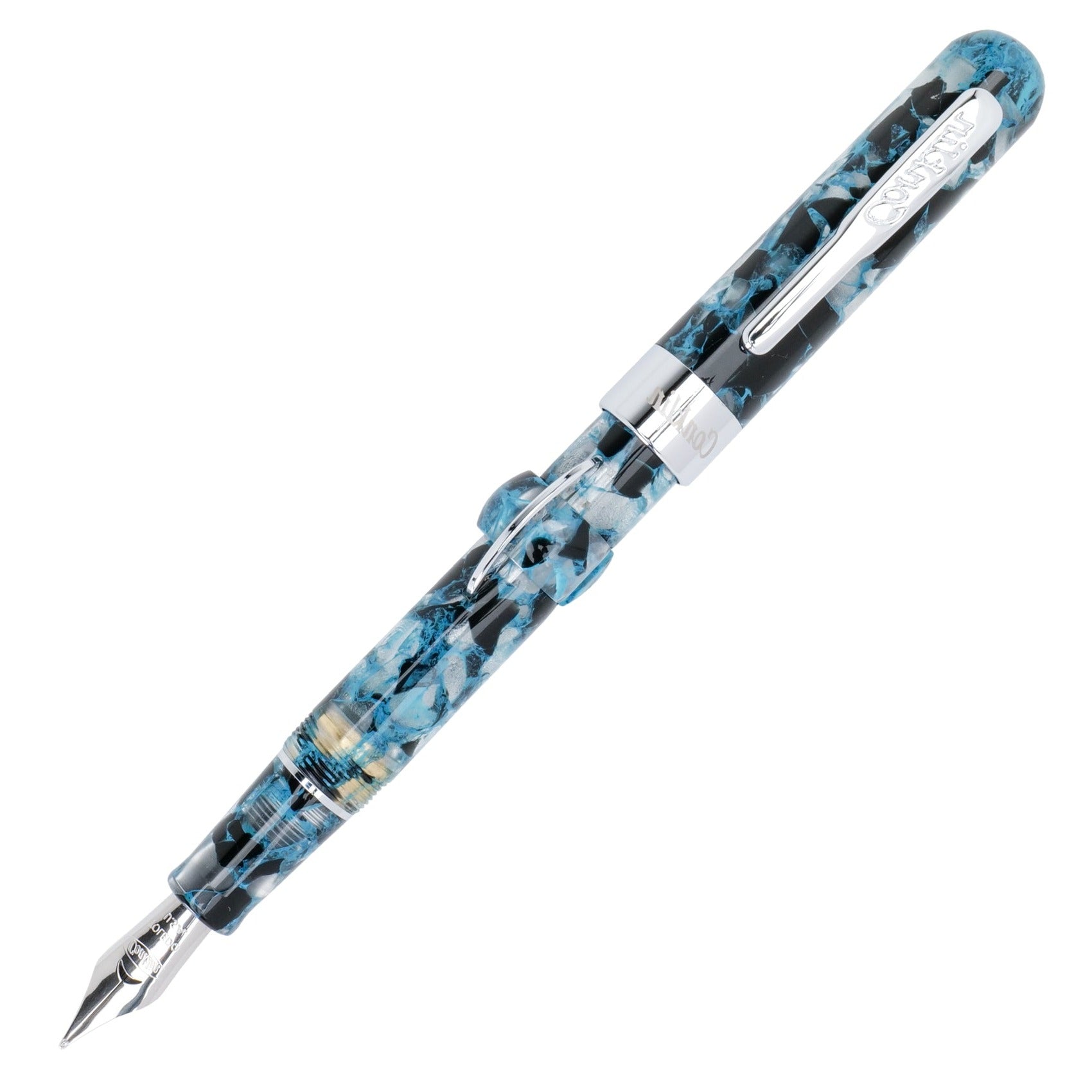 Conklin Mark Twain Crescent Filler Fountain Pen - Blue Array - Premium Writing Instrument for Calligraphy, Journaling & Gift Giving