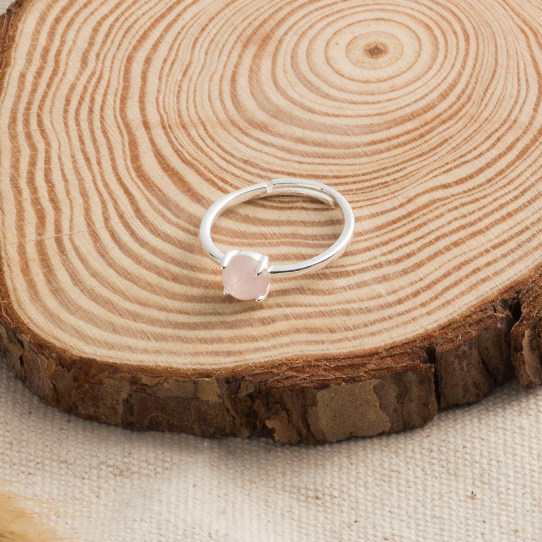 Philip Jones Rose Quartz Adjustable Ring for Women - Healing Crystal Jewelry for Stress Relief, Chakra Balancing & Positive Energy | Perfect for Meditation, Yoga & Spiritual Gifts