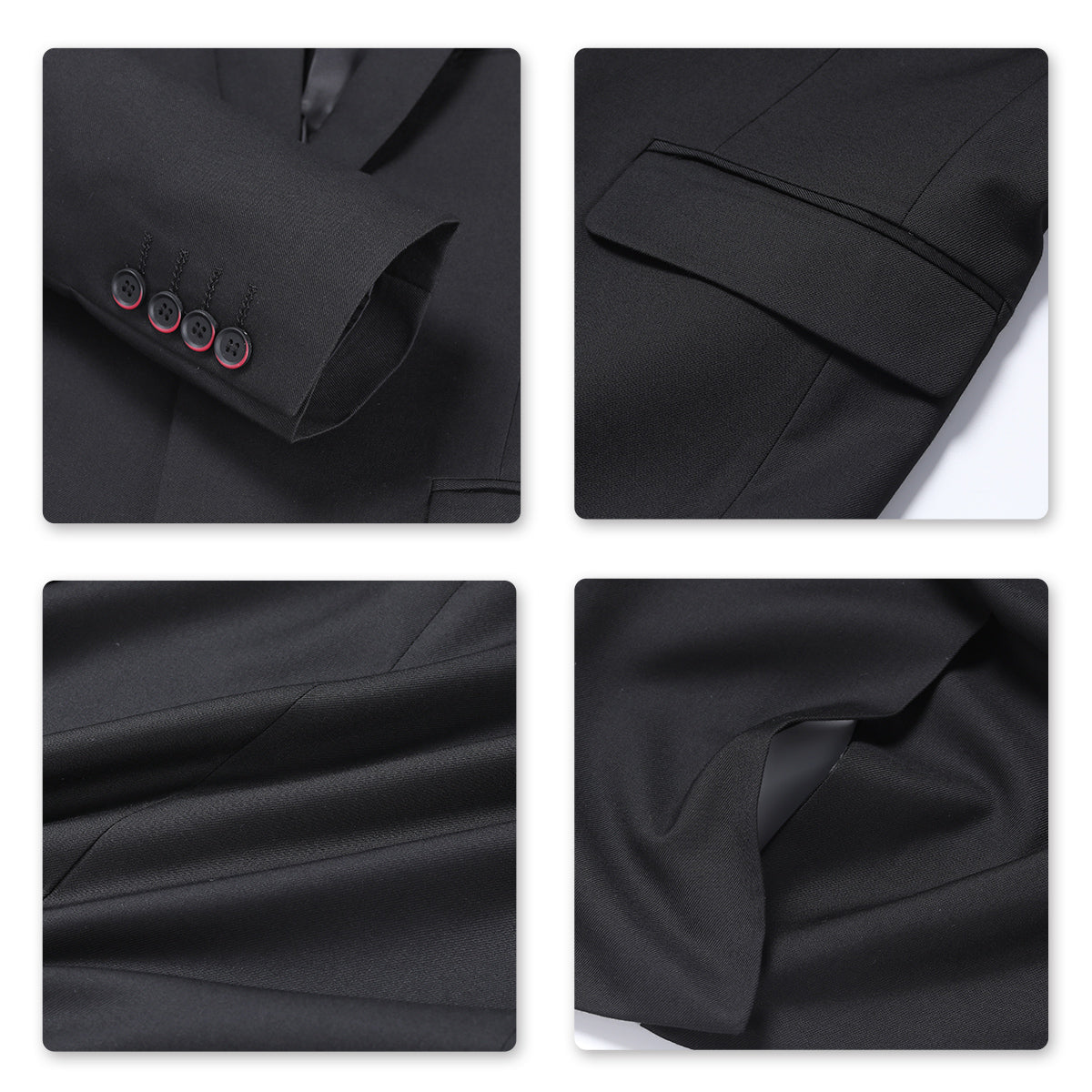 Black 3 Piece Slim Fit Two Button Suit for Men - Formal Business Attire & Wedding Outfit | Perfect for Office, Interviews & Special Occasions