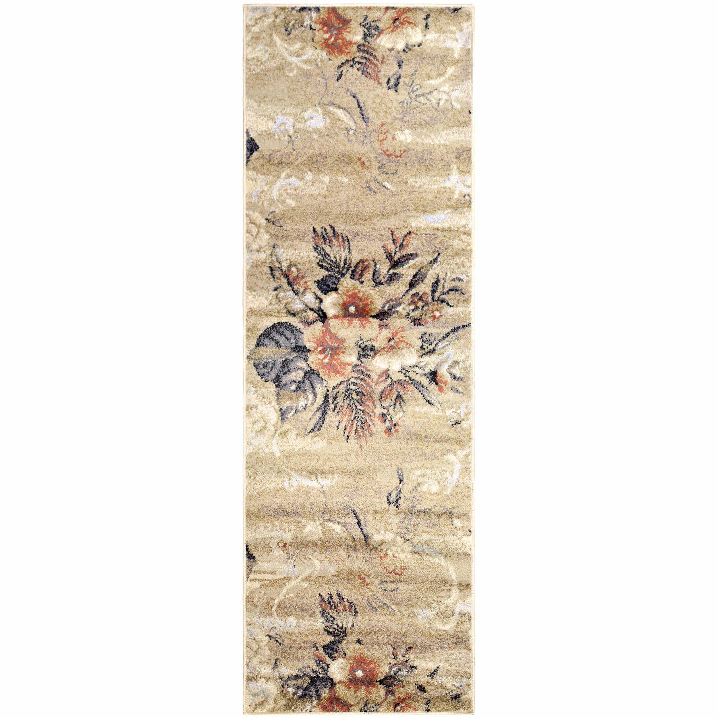 Soft Washed Floral Indoor Area Rug - Non-Slip Living Room Bedroom Decor for Home Comfort
