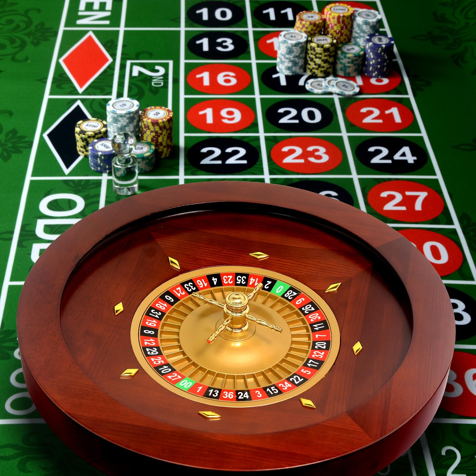 Premium 18-Inch Dark Wooden Roulette Wheel with Casino-Grade Precision Bearings - Professional Roulette Set for Adults, Game Nights, Casino Parties & Home Entertainment