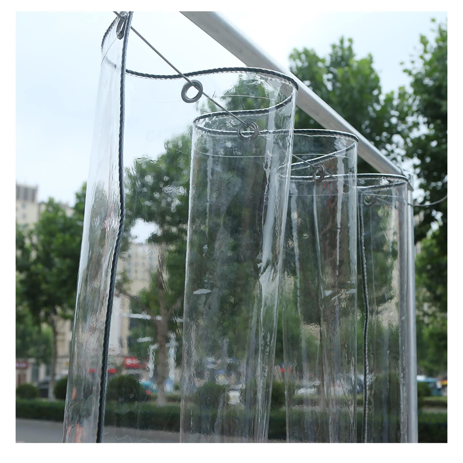 Heavy Duty Clear Waterproof PVC Tarp 0.3mm Thick with Reinforced Grommets - Tear Resistant Cover for Camping, Greenhouse, Car, Patio, Pavilion (2x6M/6.6x19.7ft) - Perfect for Outdoor Protection, Emergency Shelter & Equipment Covering