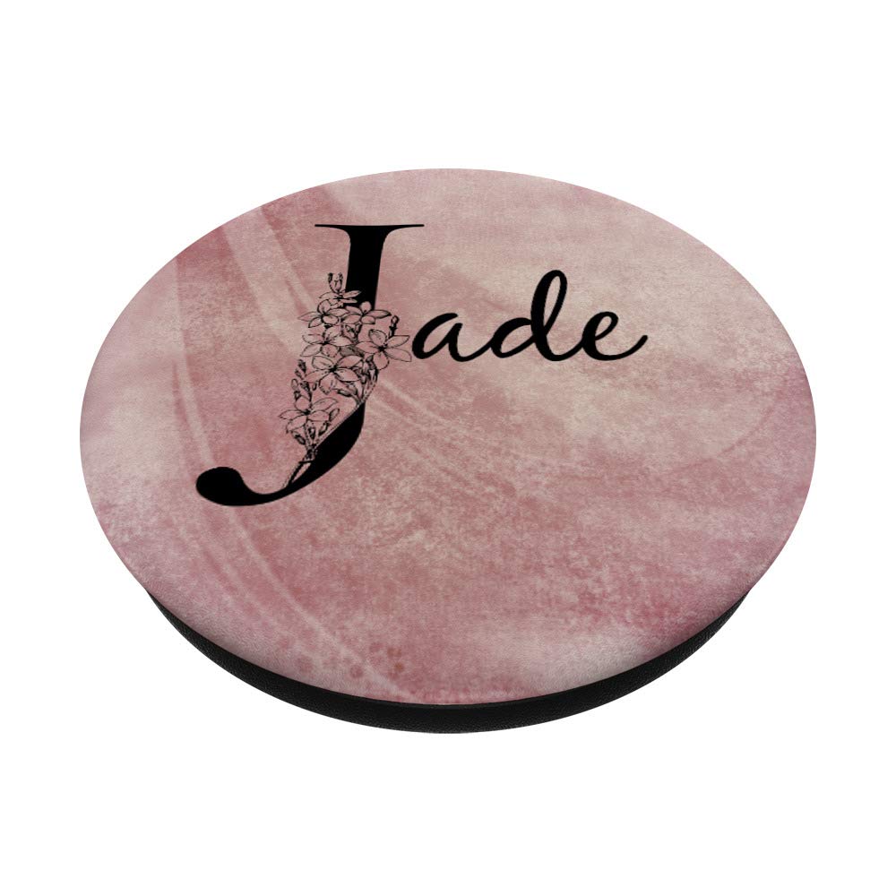Personalized Jade Name Necklace with Floral Rose Pink Grunge Design - Perfect for Birthdays, Anniversaries & Unique Gifts