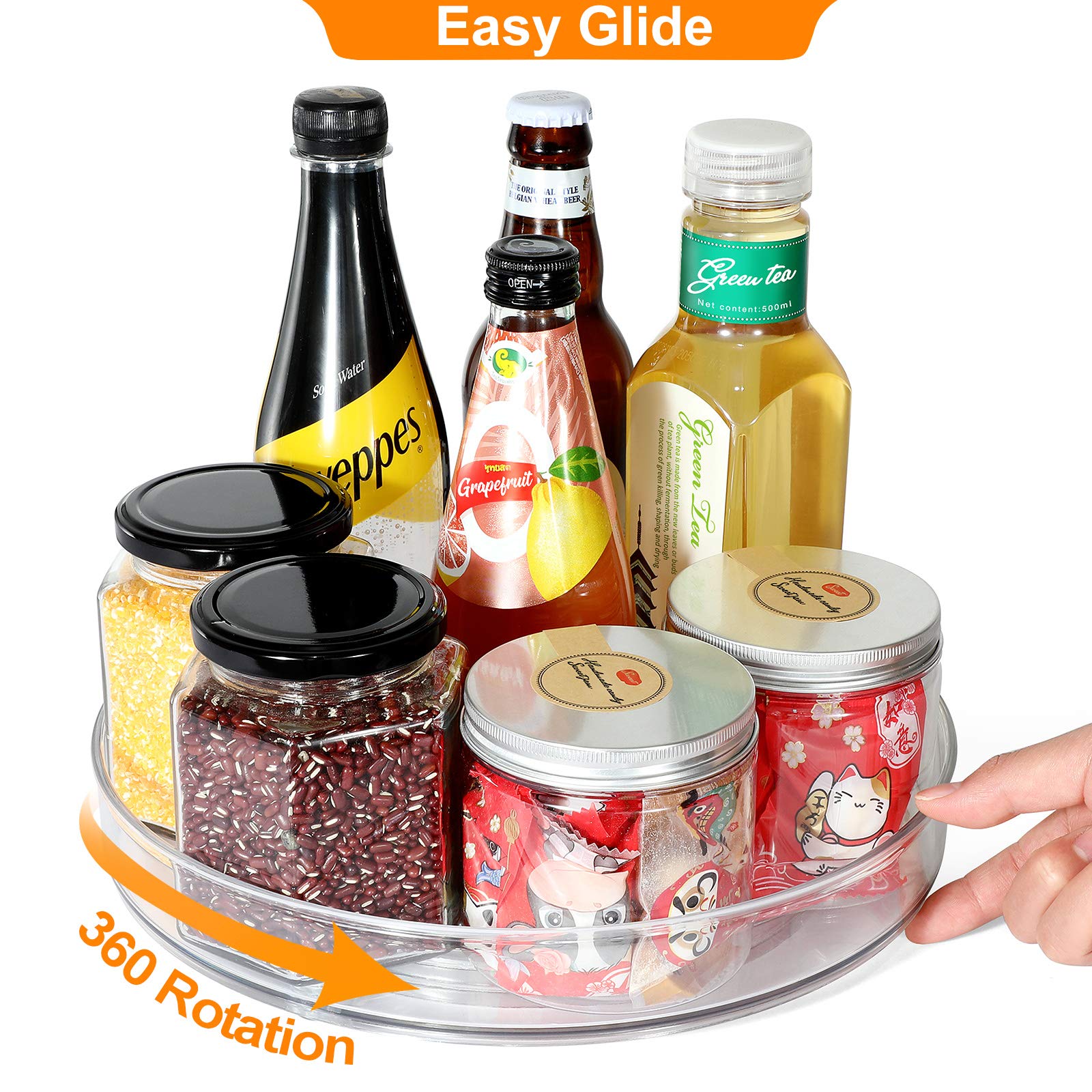 11 Inch Clear Lazy Susan Turntable Organizer for Spices, Condiments & Storage - Perfect for Kitchen Cabinet, Fridge, Countertop, Pantry & Bathroom Organization