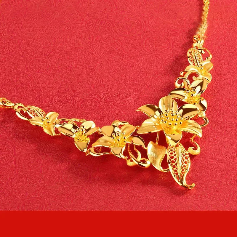 24K Pure Gold Necklace Real AU 999 Solid Gold Chain - Elegant Classic Jewelry for Women, Trendy Party & Wedding Accessory, Luxury Gift for Her 2023