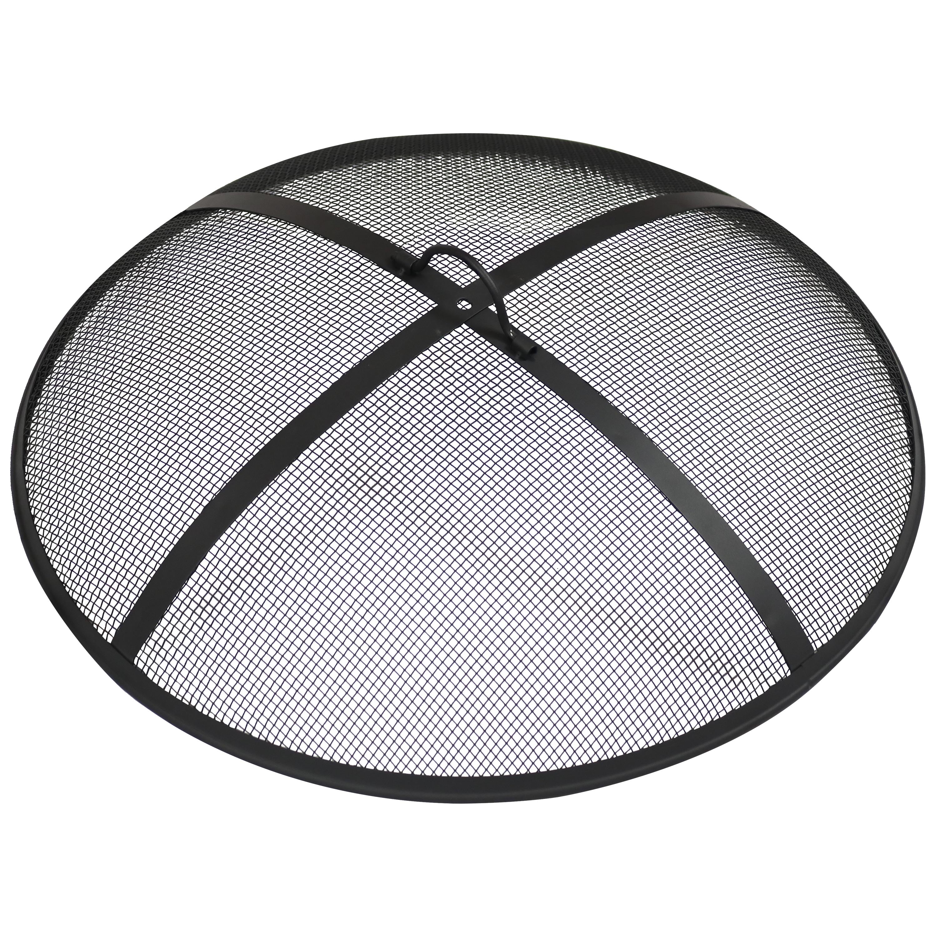 Heavy Duty Steel Round Fire Pit with Spark Screen - Outdoor Fire Pit for Camping, Backyard, and Patio Use - Durable & Rust-Resistant
