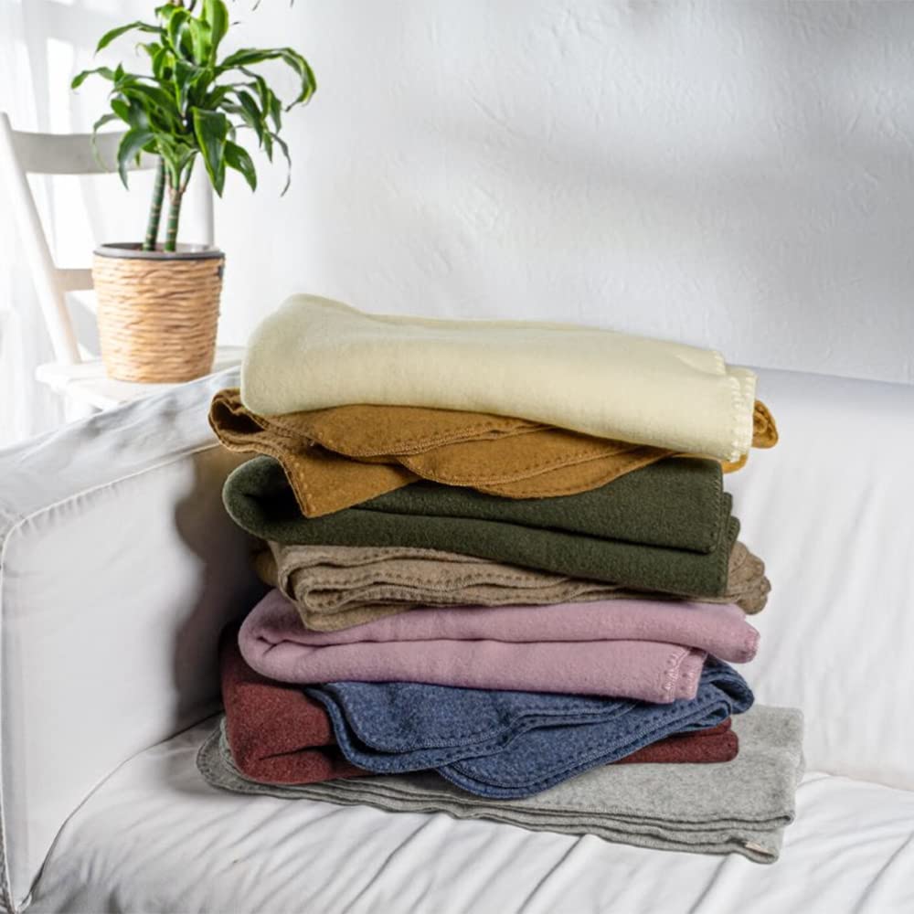 Organic Merino Wool Baby Receiving Blanket - Soft Thermal Throw for Kids, 31x40 Inches, Green Reed - Perfect for Nursery, Swaddling & Winter Comfort