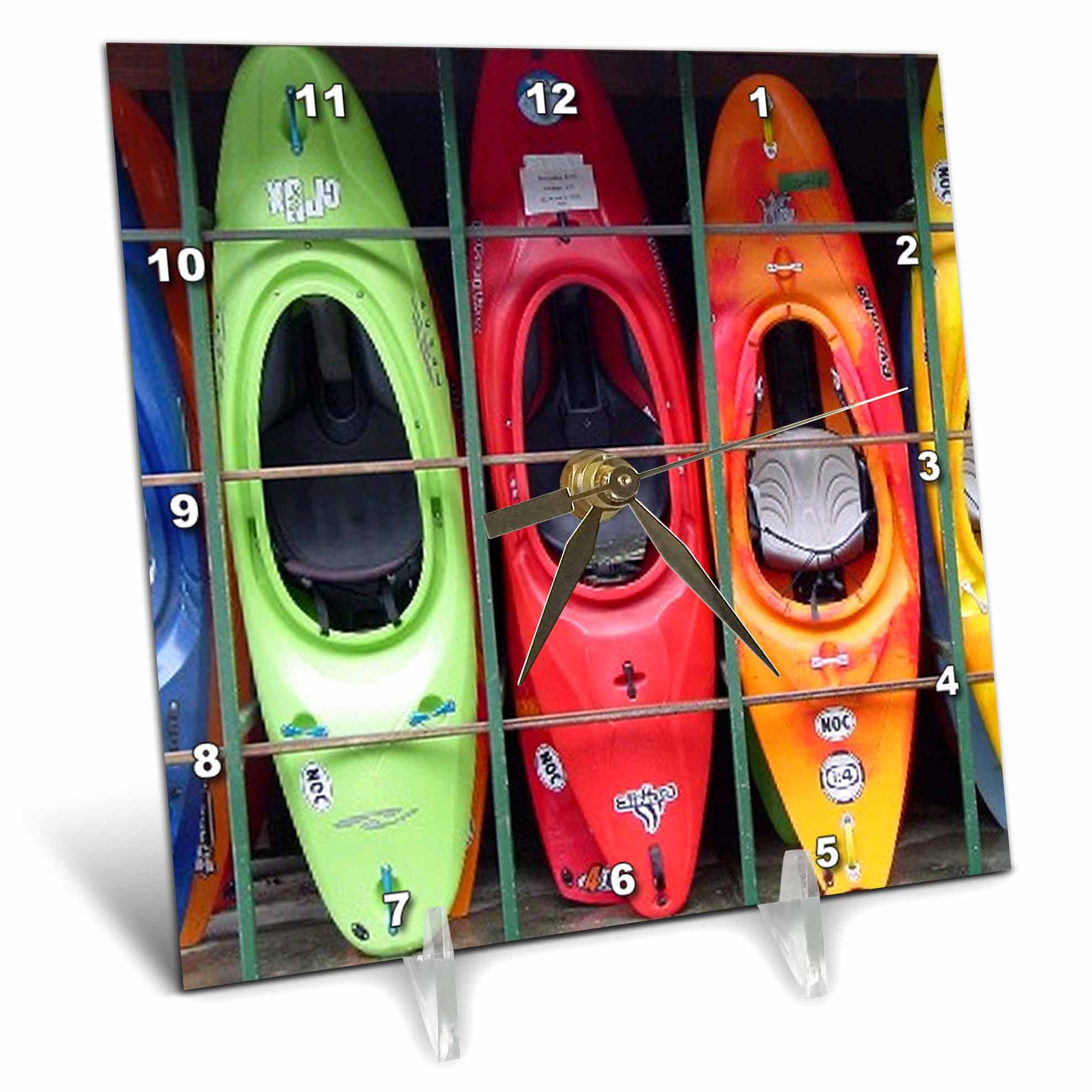 3Drose Kayak Desk Clock - 6x6 Inch Waterproof Outdoor & Office Clock for Kayaking, Boating, Fishing, and Home Decor