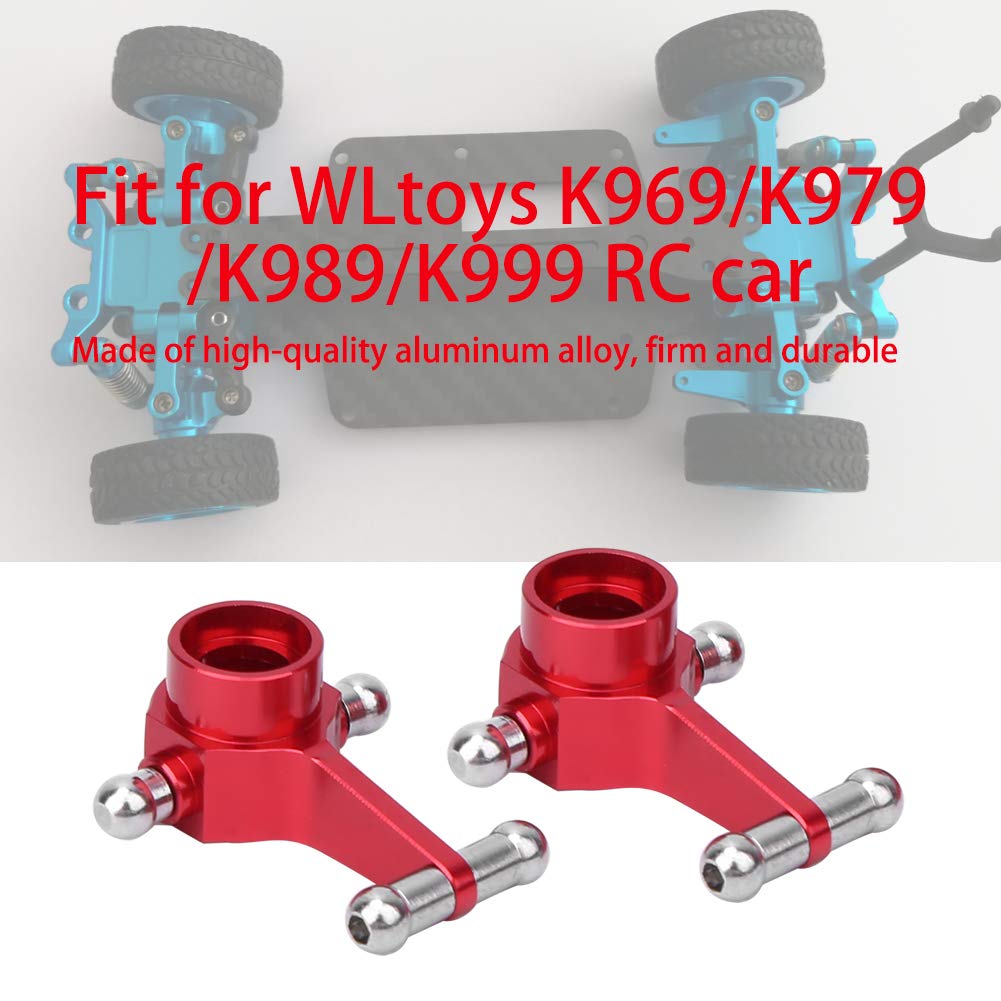 Upgraded Red Aluminum Alloy Front Steering Cups (2 Pcs) for WLtoys K969/K979/K989/K999 1/28 RC Cars - Durable Metal Replacement Parts - Perfect for Off-Road Racing & Drifting Performance