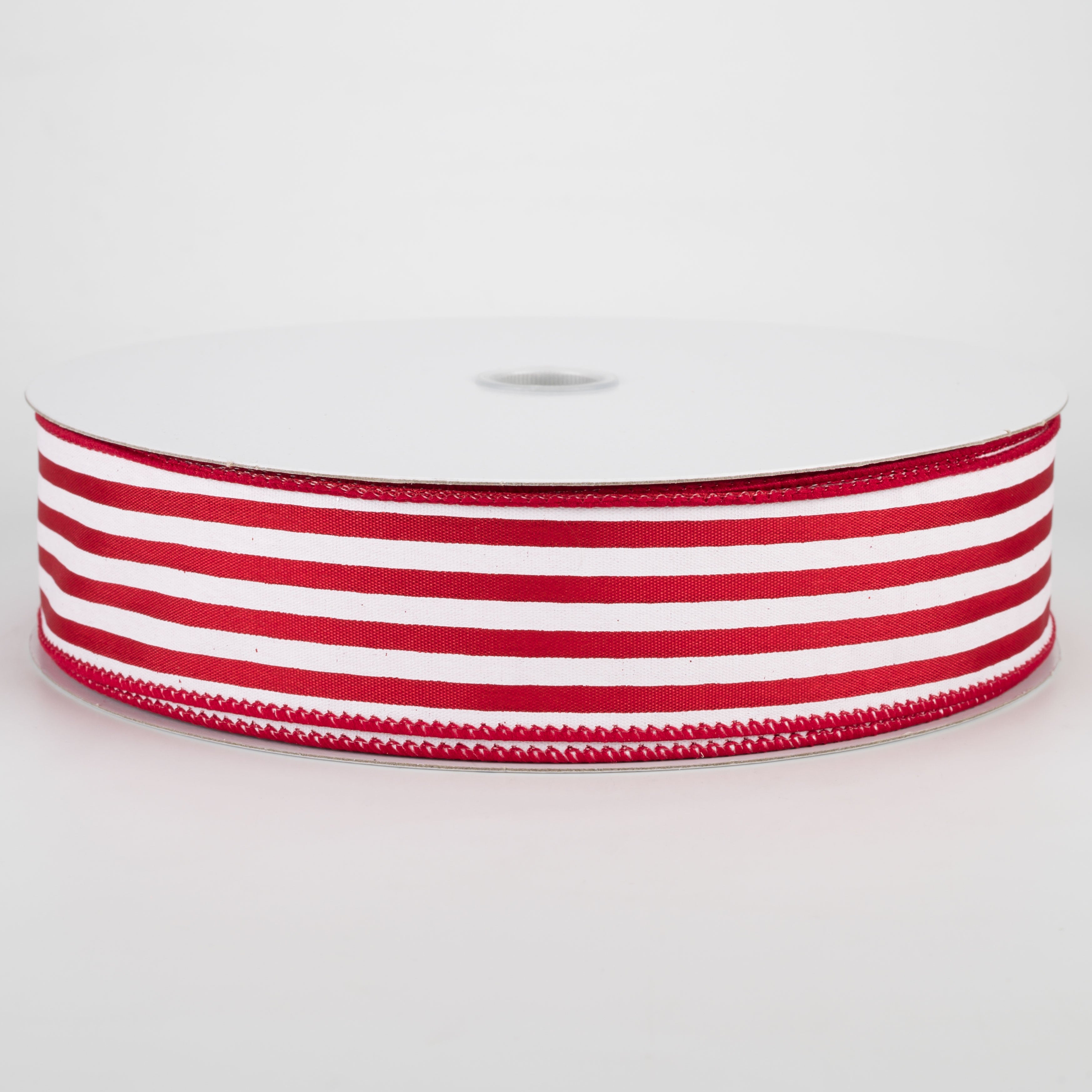 1.5 Inch Cabana Stripes Ribbon - White on Red Satin Ribbon (50 Yards) for Gift Wrapping, DIY Crafts, Party Decorations & Hair Bows