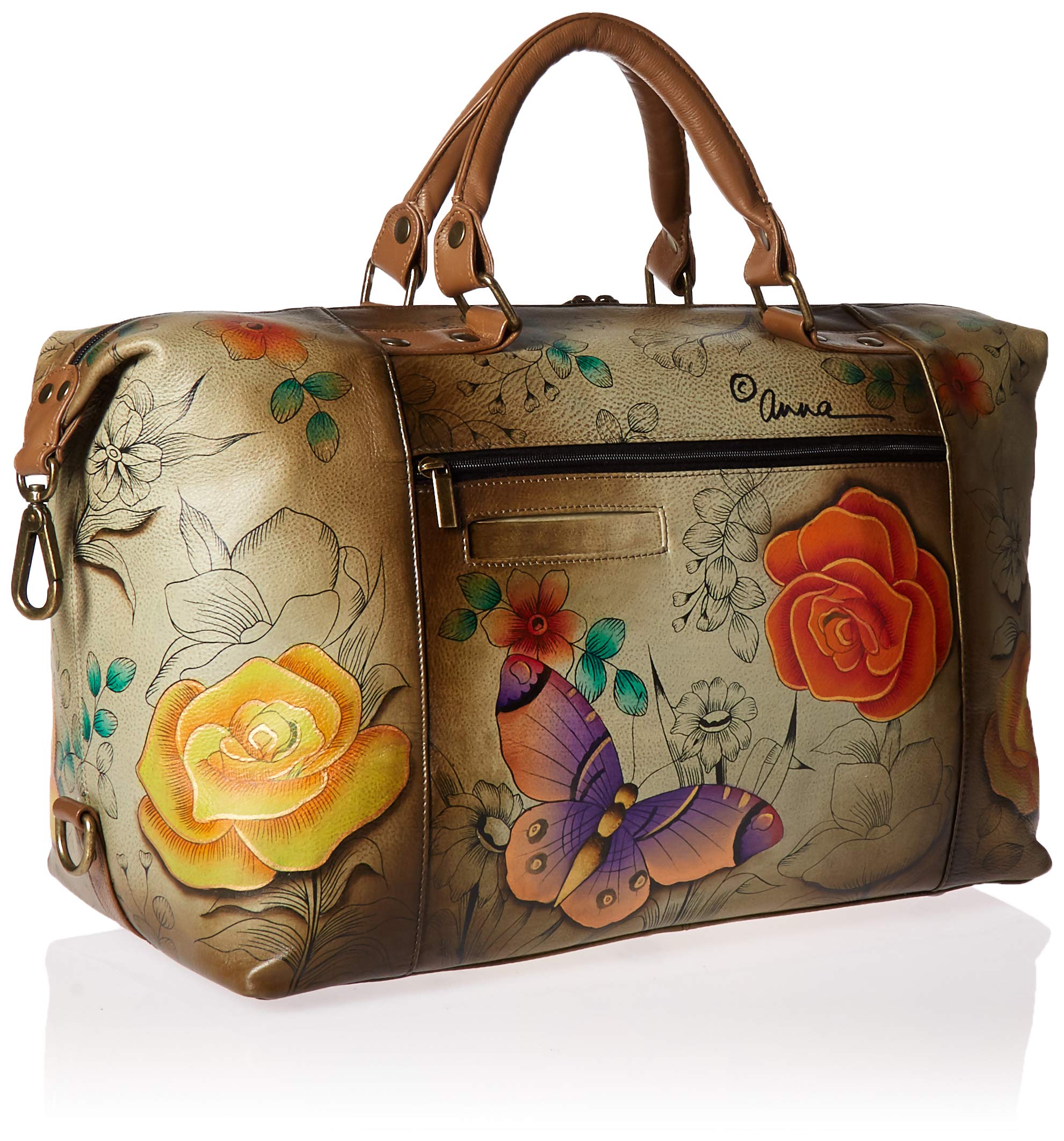 Anuschka Women's Handpainted Leather Hobo Shoulder Bag - Medium Large Travel Tote Purse with Serengeti Sunset Design | Perfect for Work, Travel & Everyday Use