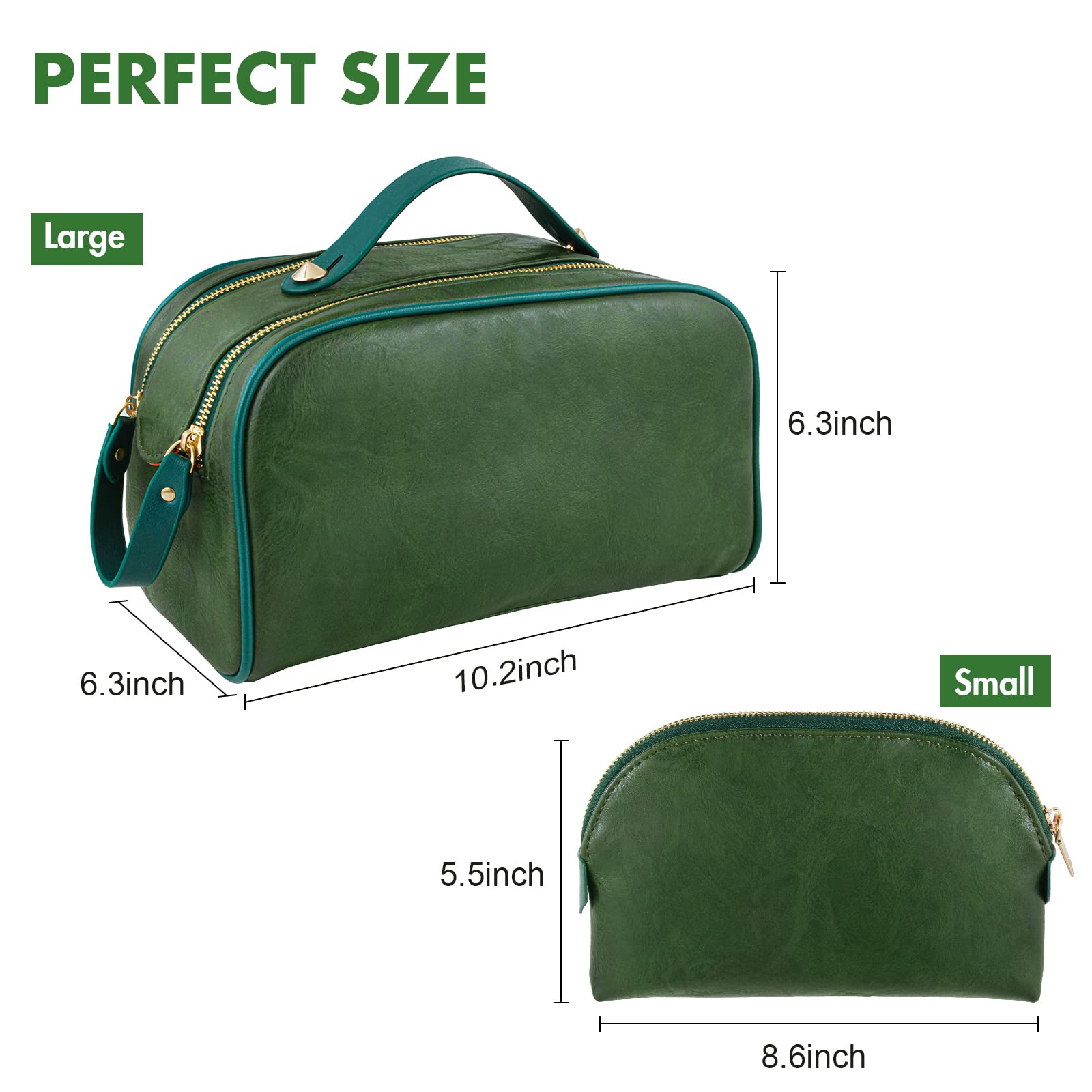 2 Pack Large Capacity Waterproof PU Leather Makeup Bag - Travel Cosmetic & Toiletry Organizer for Women | Perfect for Travel, Gym, Daily Use & Gift Giving