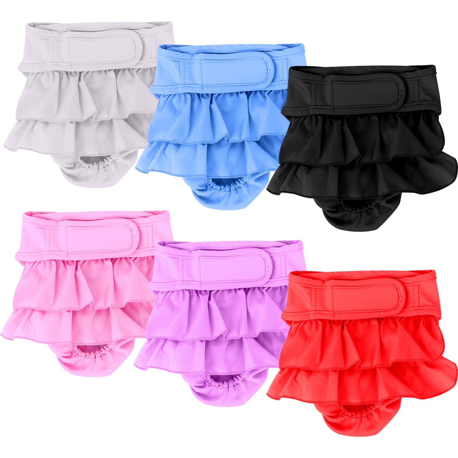 6 Pack Washable Dog Diapers for Female Dogs - Reusable Dog Nappies & Period Pants | Perfect for Heat Cycle, Incontinence & Travel Protection