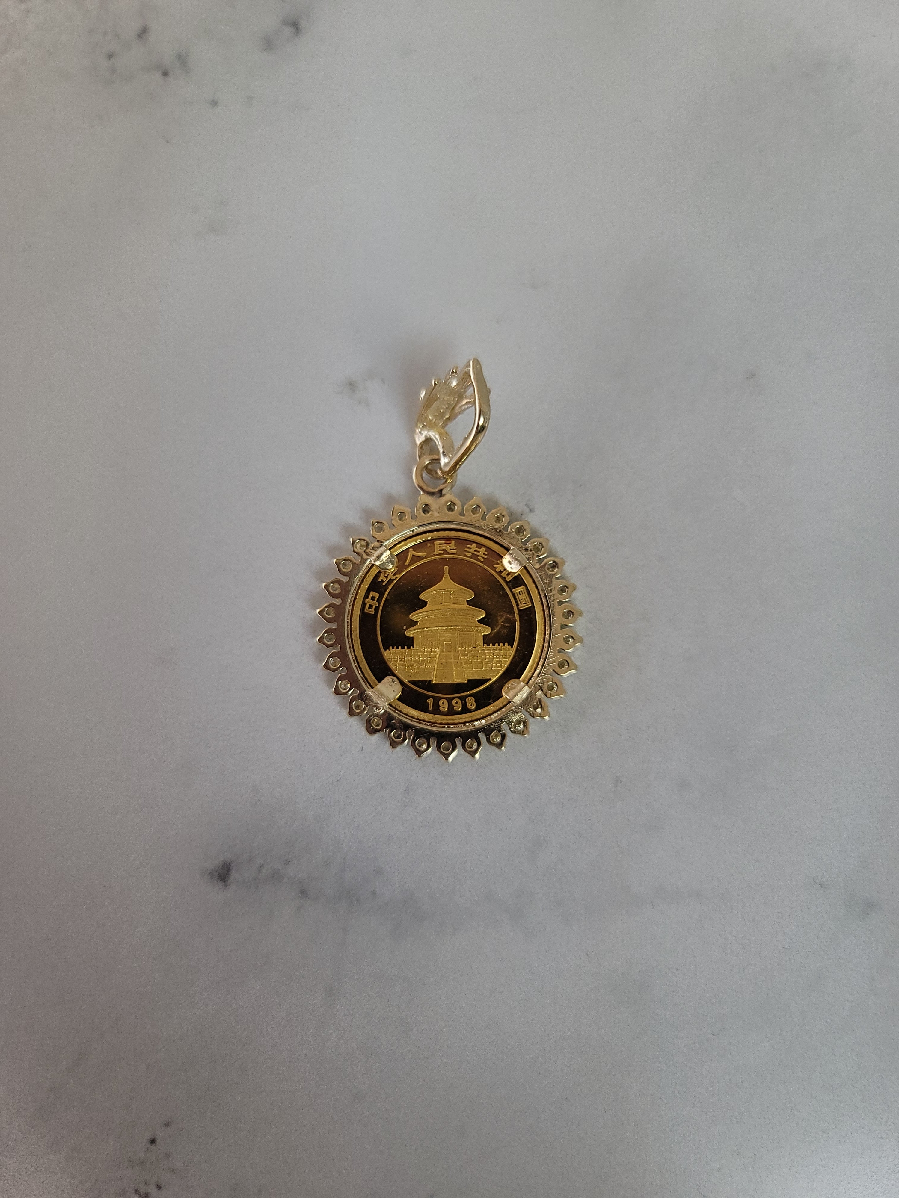 3/4 CT. Diamond Panda Coin Necklace - 14k Yellow Gold Pendant for Women | Elegant Jewelry Gift for Birthday, Anniversary & Special Occasions