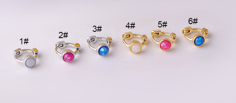 18K Gold Huggie Hoop Earrings with Opal - Small Cartilage Hoops for Women | Dainty Everyday Jewelry, Perfect for Work, Date Night & Gifts
