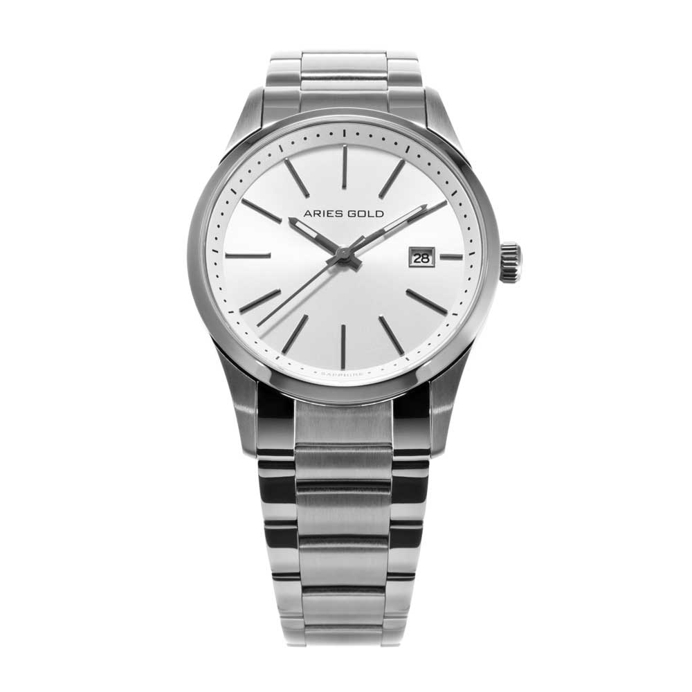 ARIES GOLD URBAN CLASSIC Silver Stainless Steel Men's Watch G120B - Stylish Dress Watch for Business, Formal Occasions & Everyday Wear