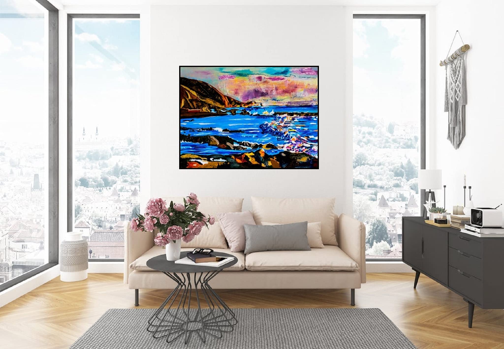 Sunset Oil Painting - Maui Sunset Art Print - Seascape Canvas Wall Decor - Abstract Hawaii Sunset Giclee Print (24x30 Inches) - Perfect for Living Room, Bedroom & Office Decor
