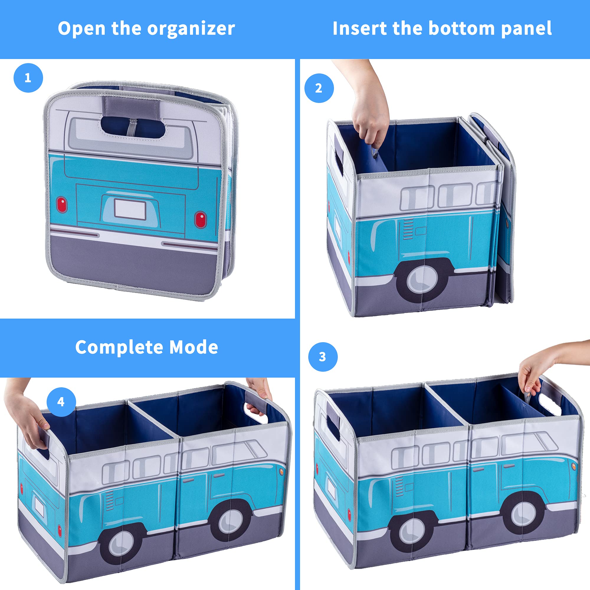 Car Organizer for Front & Backseat - Adjustable Dividers, Collapsible Multi-Compartment Automotive Storage | Perfect for Road Trips, Family Travel & Daily Commute