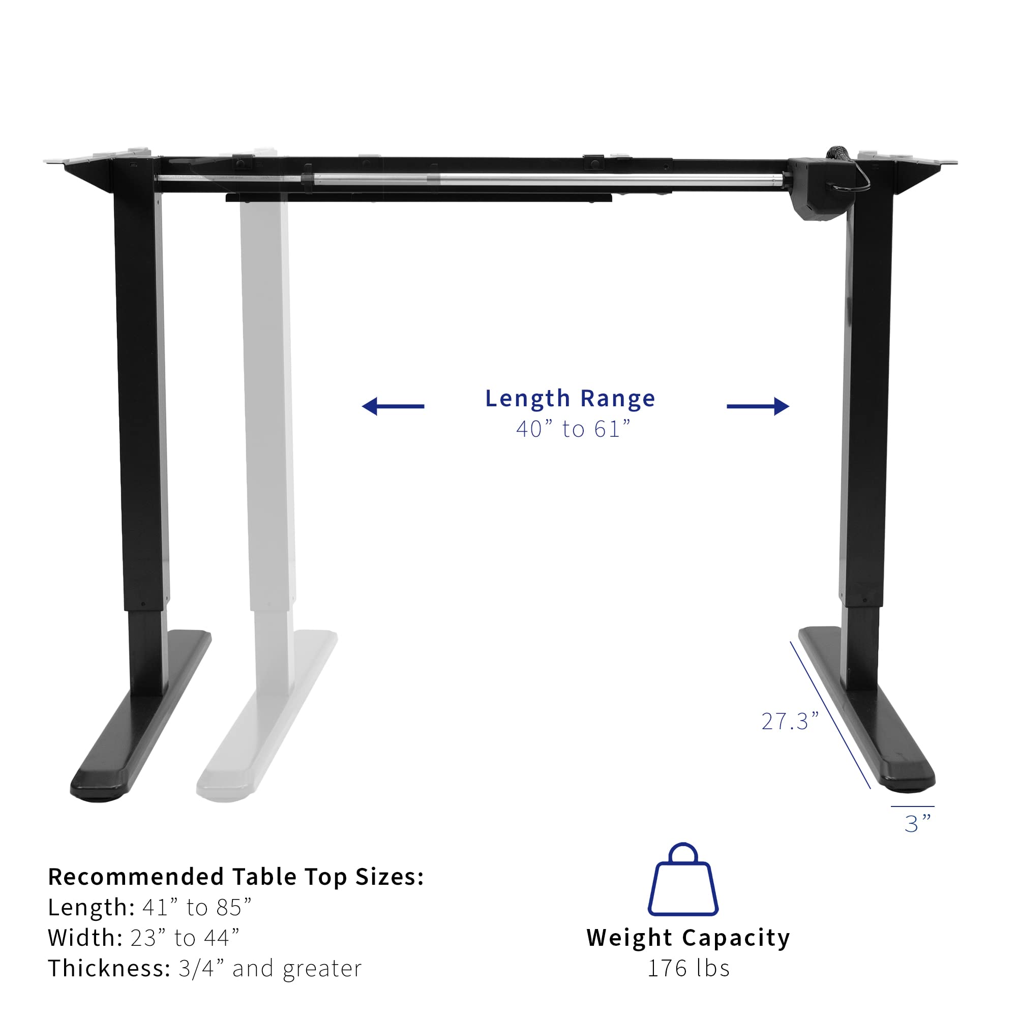 VIVO Electric Standing Desk Frame with Motorized Monitor Mount - 1-Touch Height Adjustment, Supports Up to 32