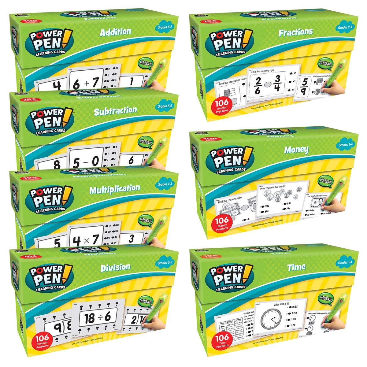 Teacher Created Resources Power Pen Learning Math Quiz Cards - Set of 7 | Interactive Math Practice for Kids | Perfect for Homeschooling & Classroom Learning Activities