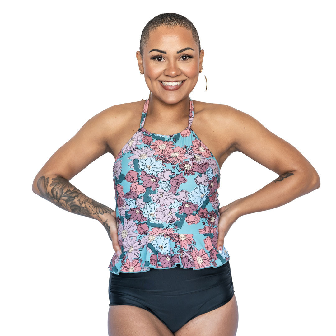 High Neck Peplum Tankini Top for Women - Flattering Swimwear with Adjustable Straps & UPF 50+ Protection - Perfect for Beach, Pool & Summer Vacations
