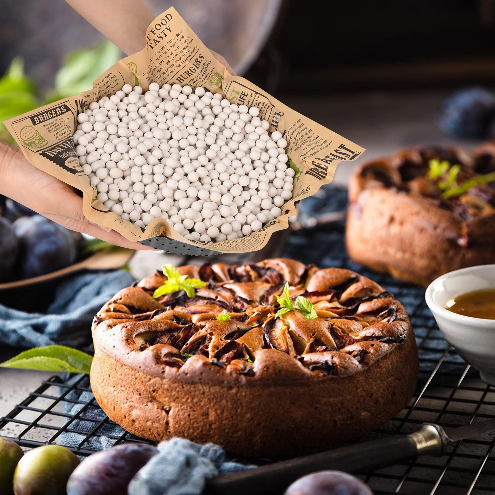 2.2LB Ceramic Pie Weights - 10mm Baking Beads for Perfect Pie Crusts - Includes Airtight Ceramic Storage Jar - Ideal for Blind Baking, Tart Shells & Pastry Making