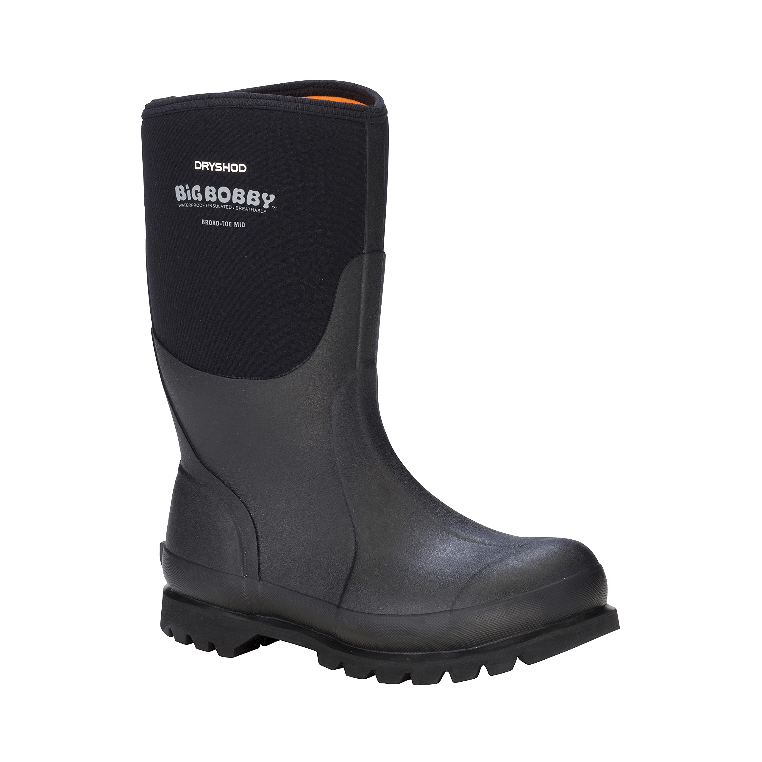 Dryshod Men's Bobby Mid Waterproof Work Boots - Black Safety Shoes for Construction, Hiking & Outdoor Activities