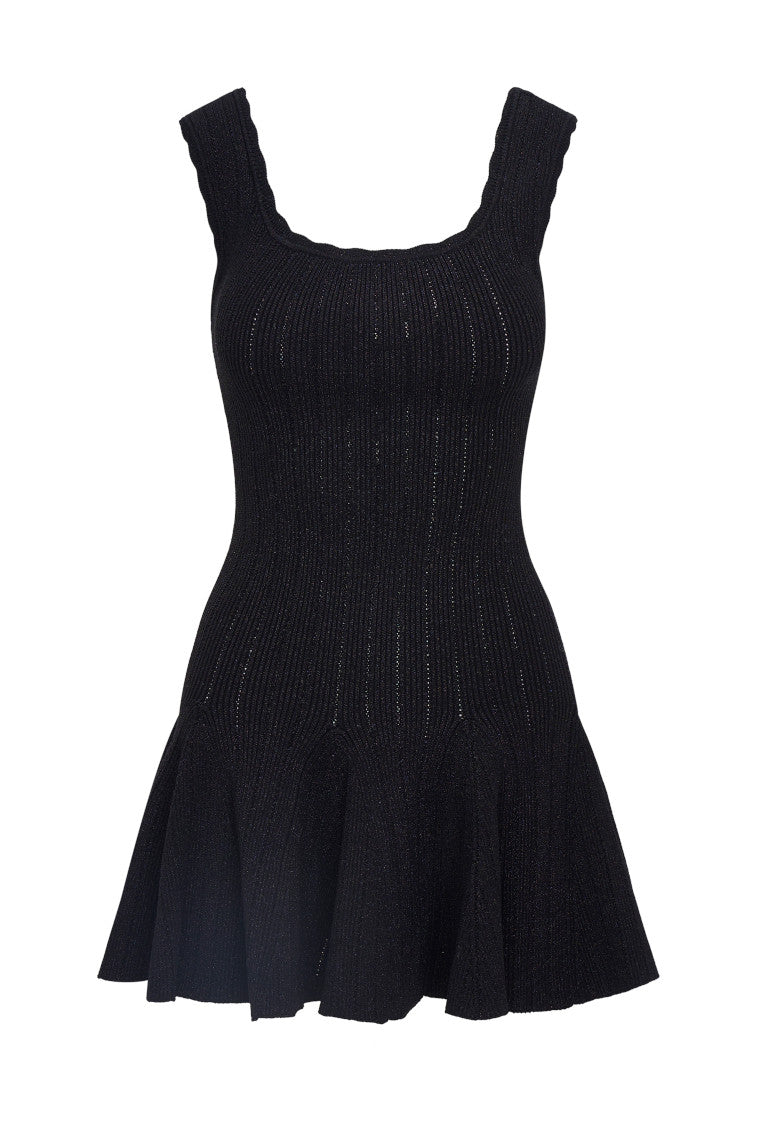Maryanne Metallic Knit Mini Dress - Women's Shiny Party Cocktail Dress for Night Out, Club Wear, Holiday Celebration
