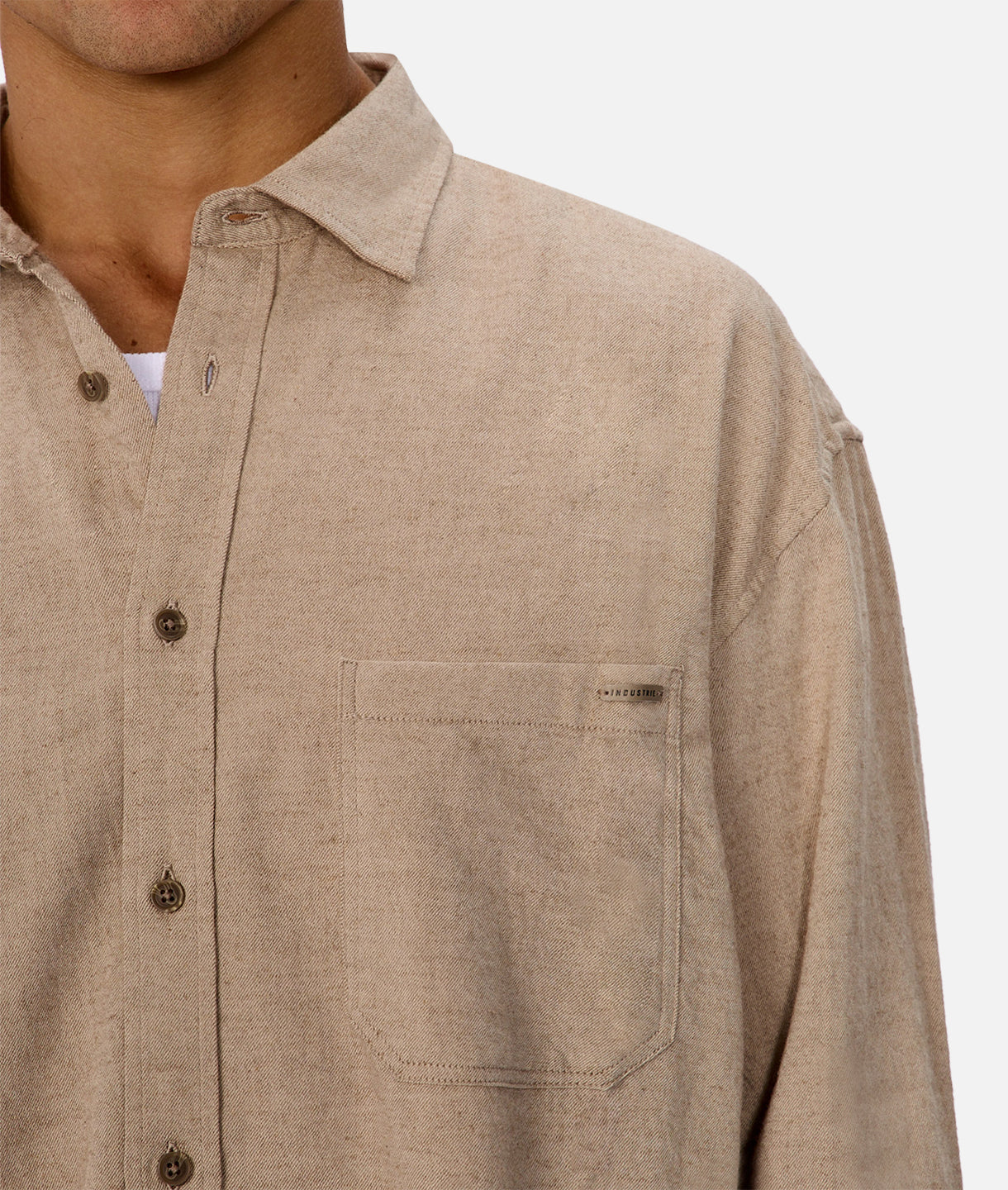 Premium Yorkshire Long Sleeve Shirt in Wheat Melange - Comfortable Casual Wear for Men | Perfect for Office, Outdoors & Everyday Use