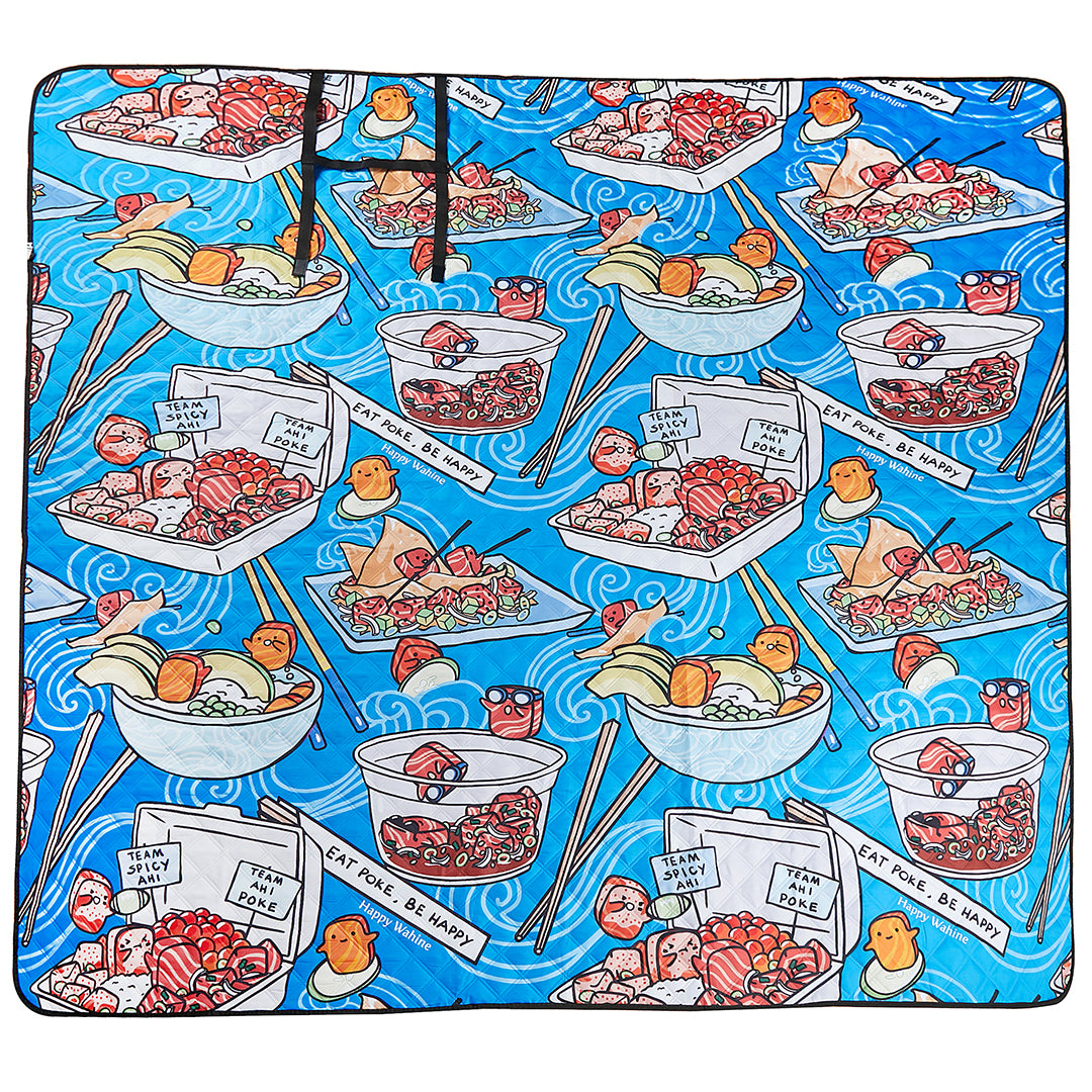 Premium Beach Mat for Outdoor Picnics & Sand-Free Relaxation - Poke Competition Blue - Perfect for Beach, Park, and Backyard Use