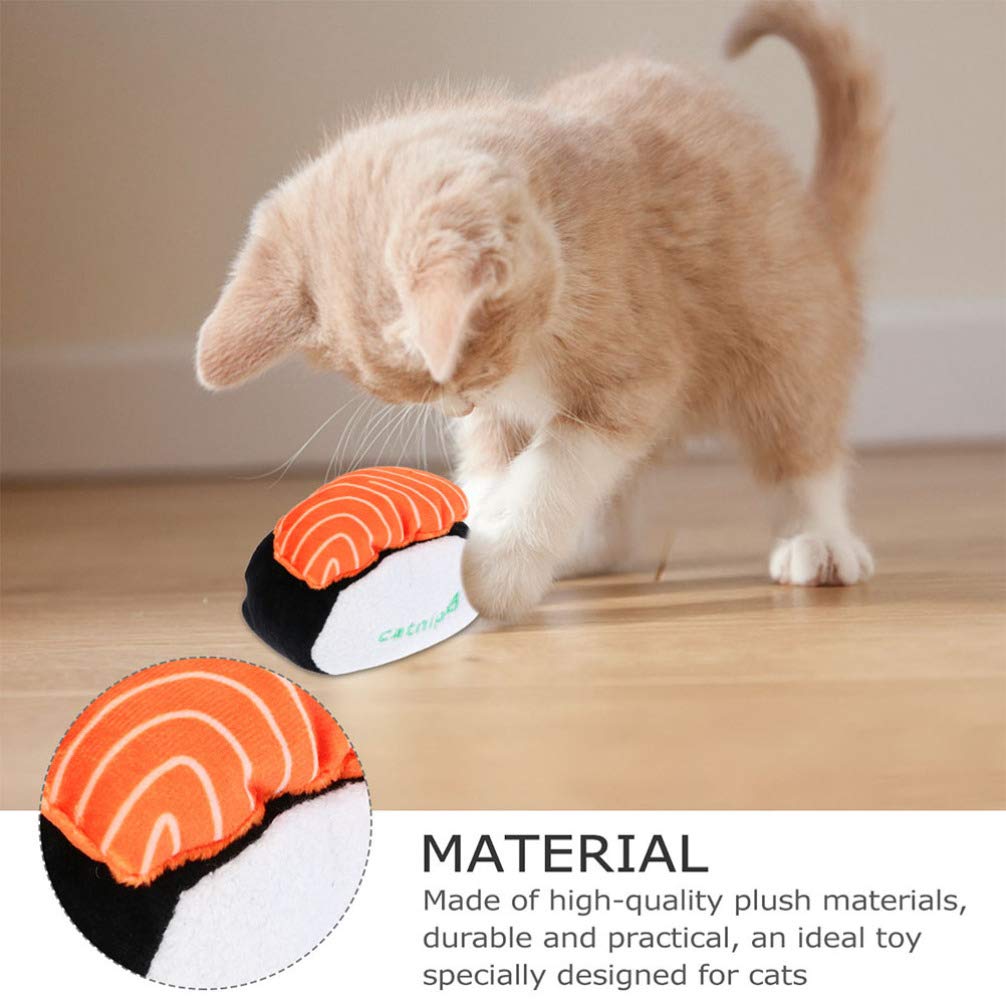 UKCOCO Interactive Kitten Plush Toys - 3PCS Sushi-Shaped Cat Chew Toys with Crinkle, Squeaky & Rattle Sounds - Soft Teething Toys for Indoor Cats - Perfect for Playtime, Training & Stress Relief