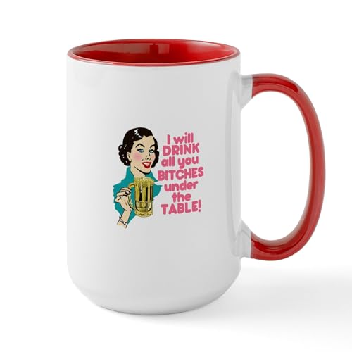 White/Red Inside - Funny Beer Drinking Humor Large Mug