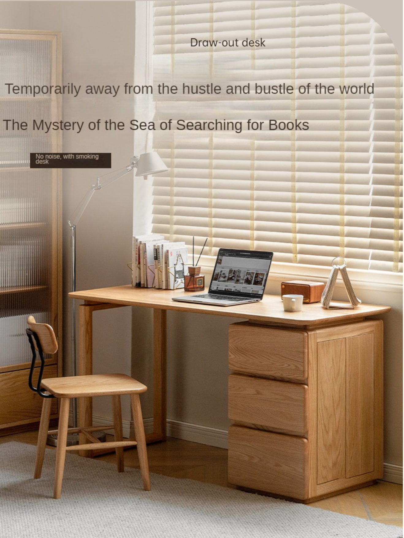Oak Solid Wood Modern Study Table - Durable & Stylish Home Office Desk for Work or Study | Perfect for Small Spaces, Apartments & Remote Work