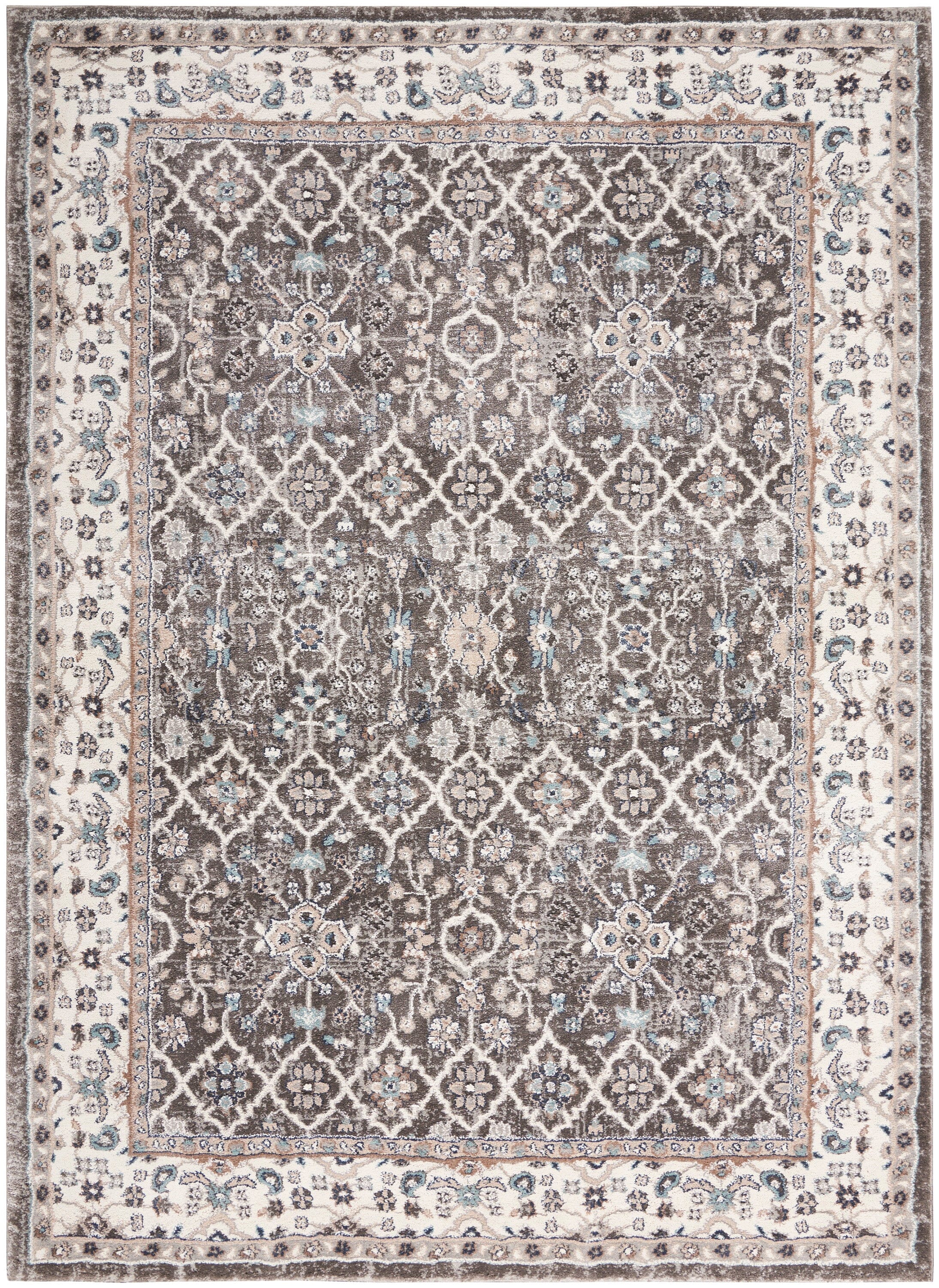 Nourison American Manor 3'11 x 5'11 Grey Ivory Vintage Indoor Area Rug - Perfect for Living Room, Bedroom & Home Decor